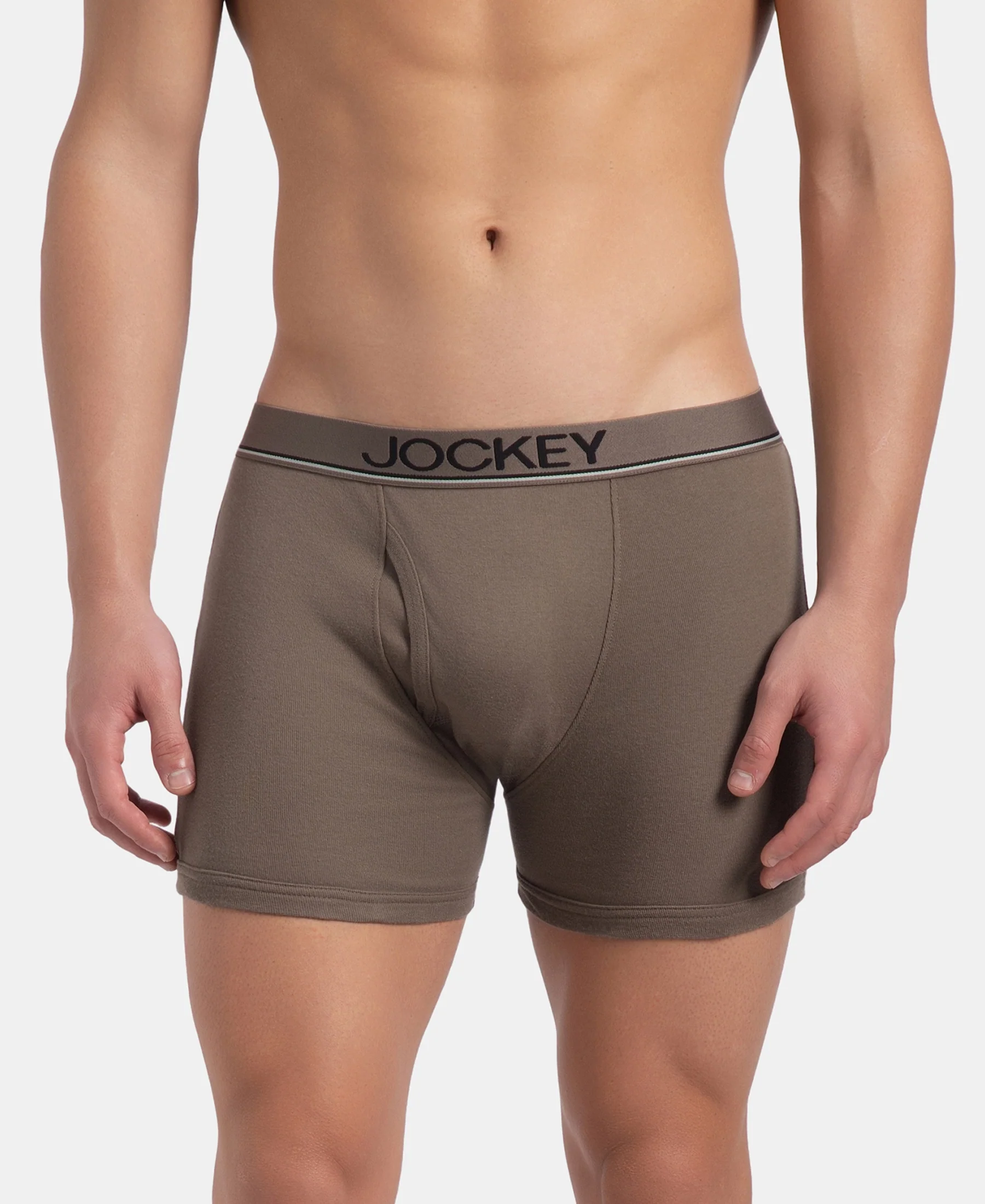 Super Combed Cotton Rib Solid Boxer Brief with Ultrasoft and Durable Waistband - Black, Dark Khaki & Brown (Pack of 3) - Image 13