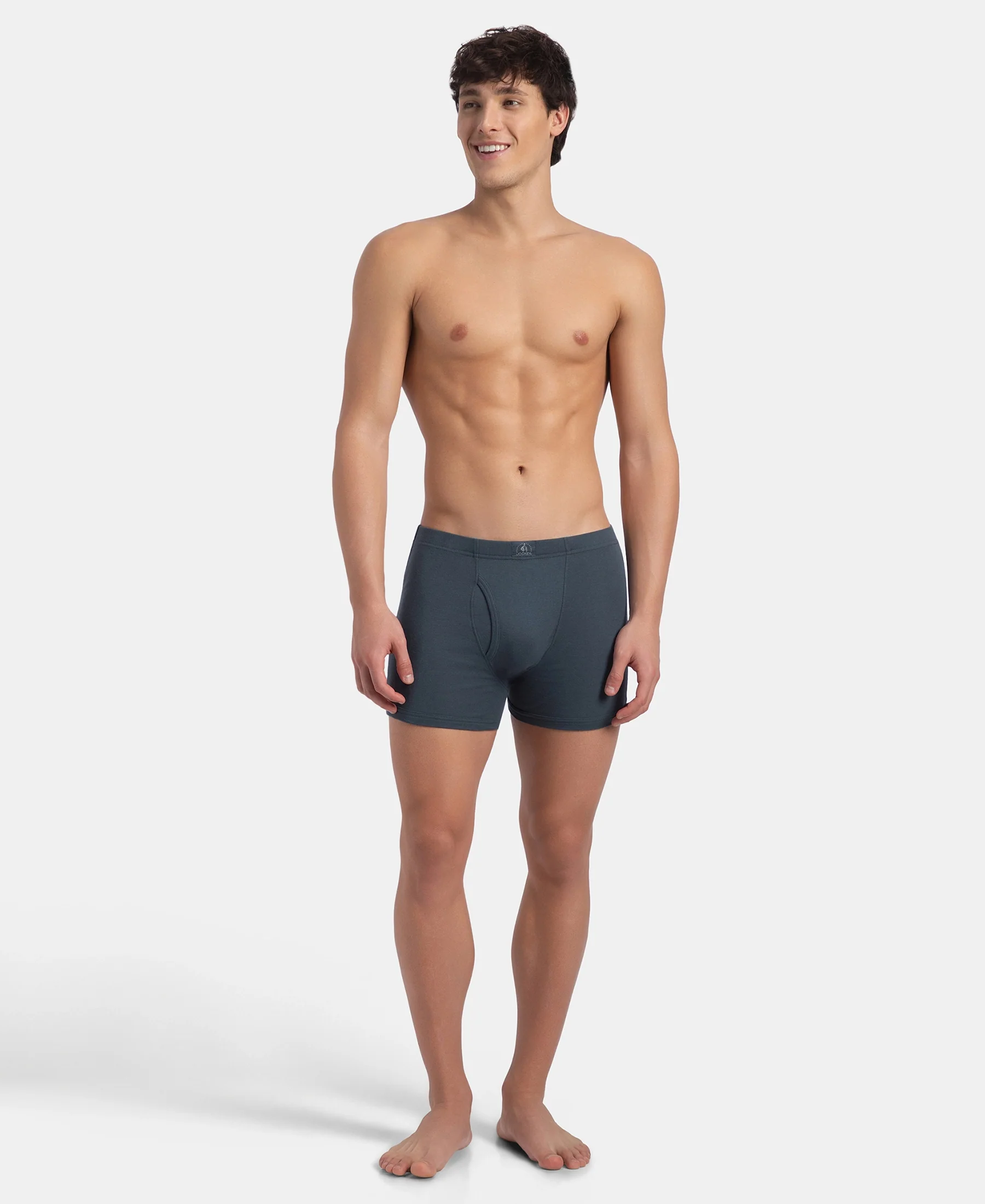 Super Combed Cotton Rib Solid Boxer Brief with Ultrasoft and Durable Waistband - Black, Deep Forest & Deep Slate (Pack of 3) - Image 10