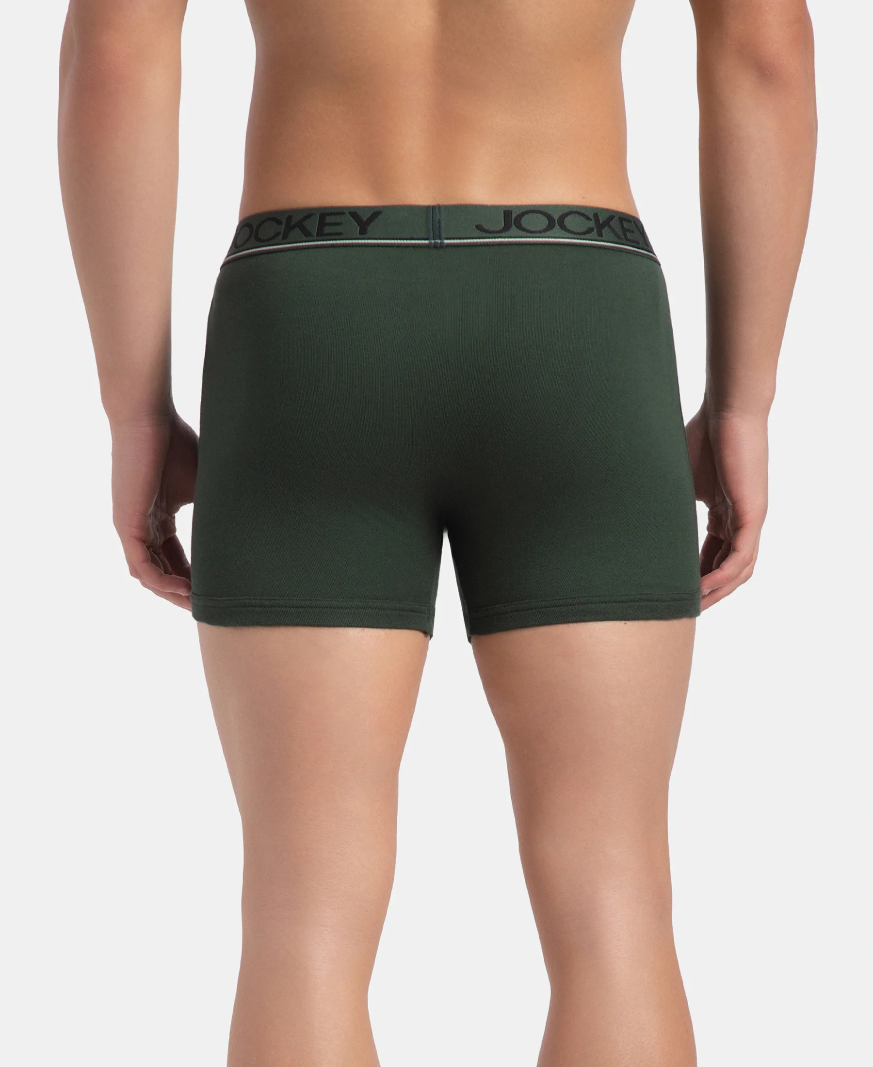 Super Combed Cotton Rib Solid Boxer Brief with Ultrasoft and Durable Waistband - Black, Deep Forest & Deep Slate (Pack of 3) - Image 10
