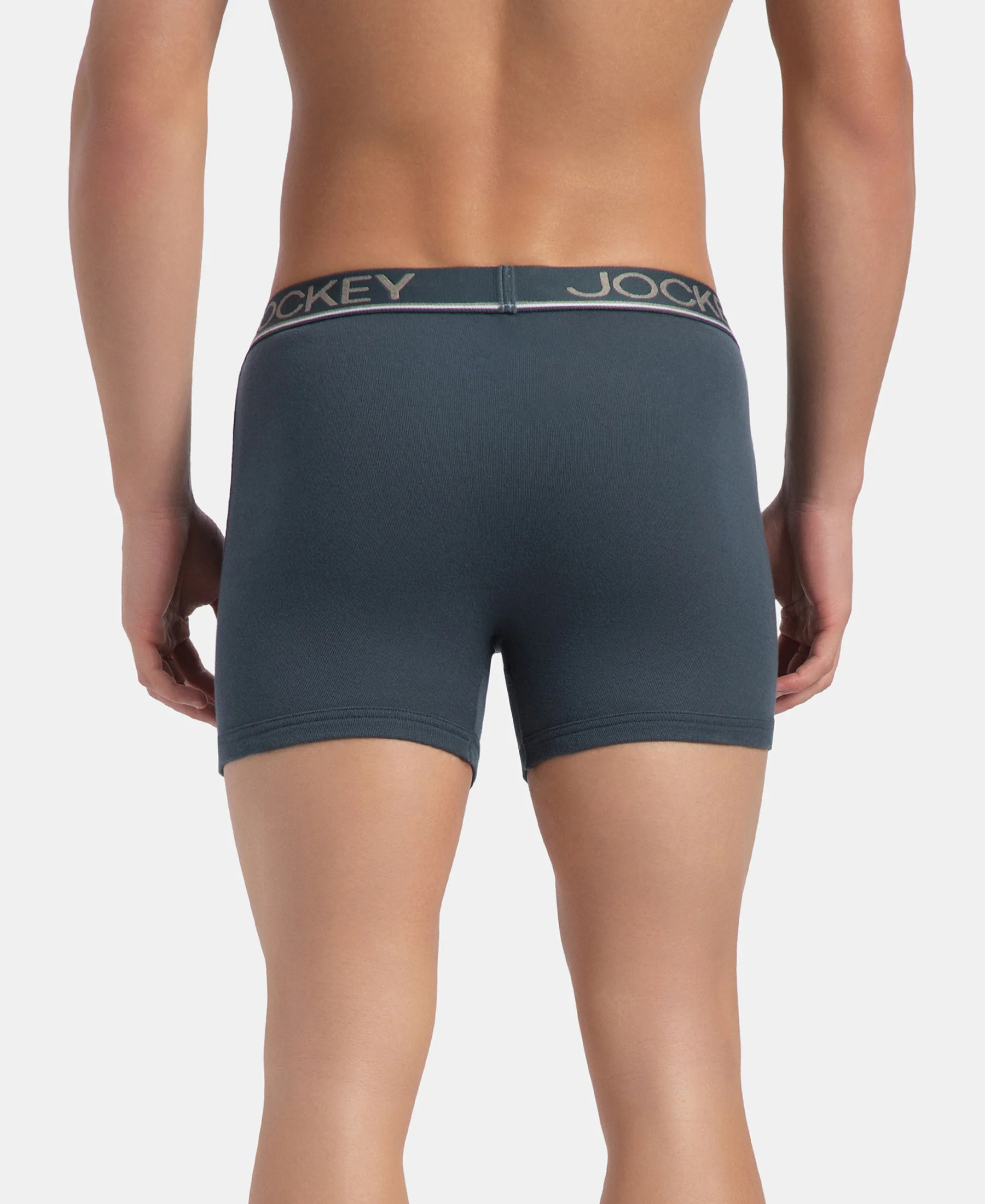 Super Combed Cotton Rib Solid Boxer Brief with Ultrasoft and Durable Waistband - Black, Deep Forest & Deep Slate (Pack of 3) - Image 11
