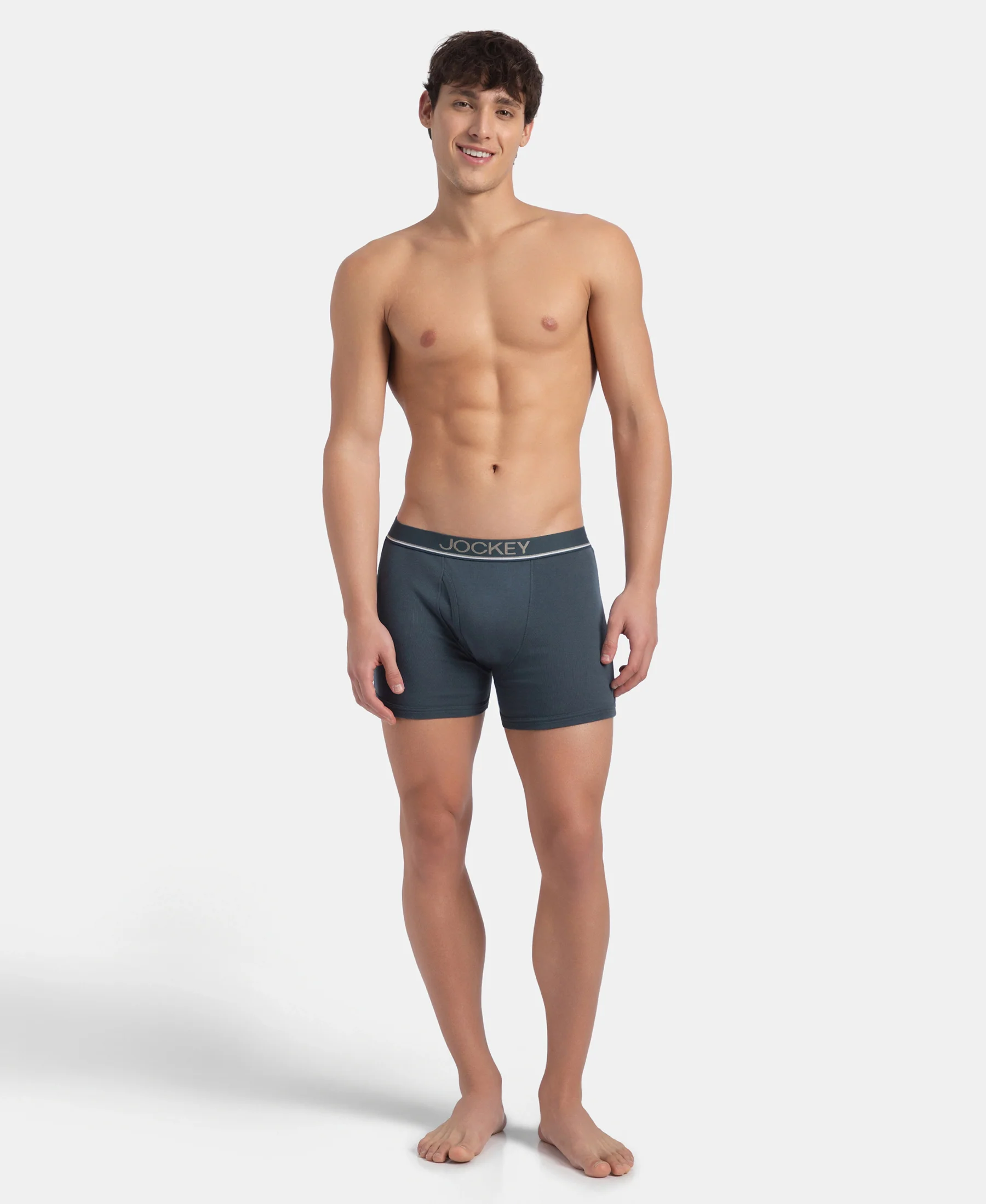 Super Combed Cotton Rib Solid Boxer Brief with Ultrasoft and Durable Waistband - Black, Deep Forest & Deep Slate (Pack of 3) - Image 14