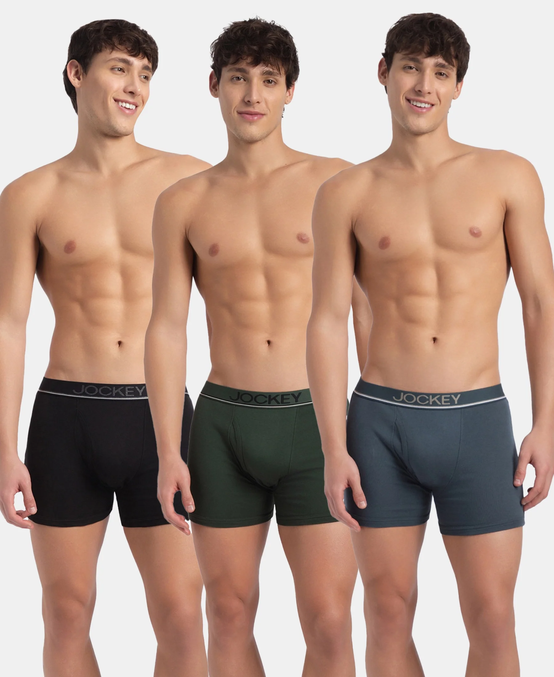 Super Combed Cotton Rib Solid Boxer Brief with Ultrasoft and Durable Waistband - Black, Deep Forest & Deep Slate (Pack of 3) - Image 5