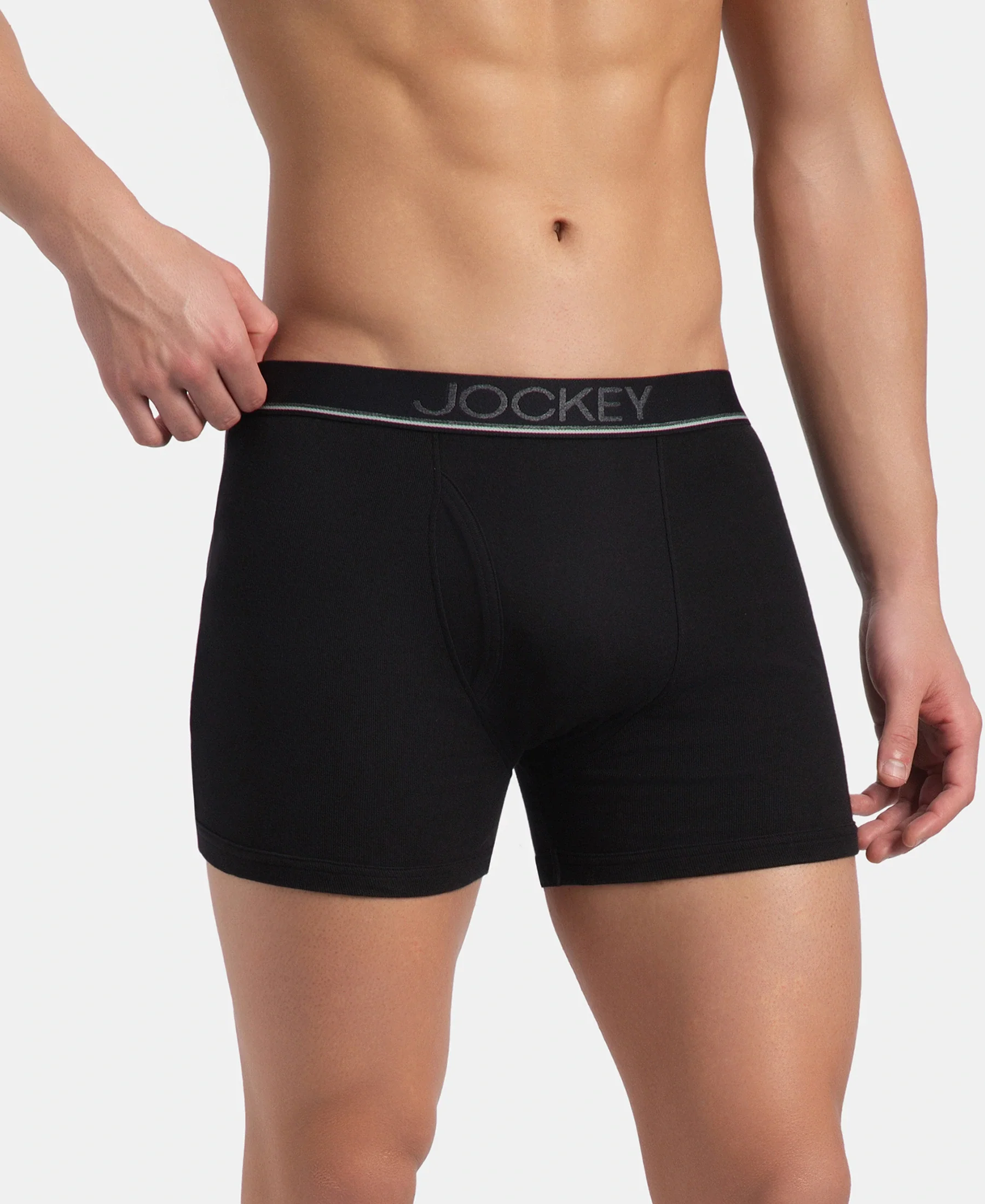 Super Combed Cotton Rib Solid Boxer Brief with Ultrasoft and Durable Waistband - Black, Deep Forest & Deep Slate (Pack of 3) - Image 6
