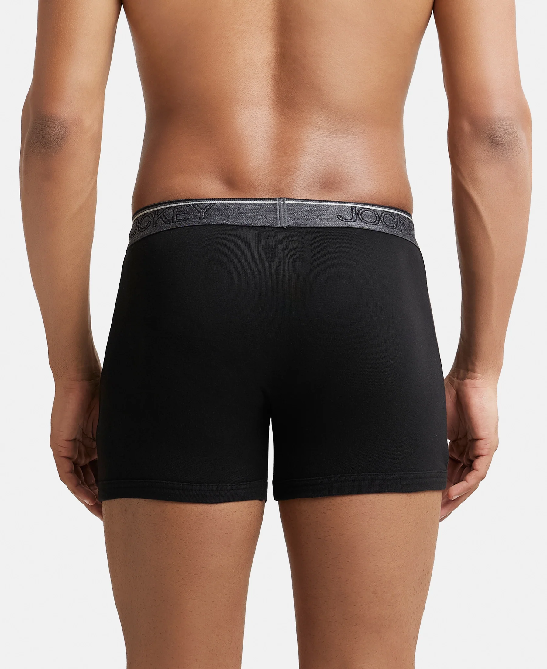 Super Combed Cotton Rib Solid Boxer Brief with Ultrasoft and Durable Waistband - Black/Navy/Charcoal Melange (Pack of 3) - Image 12