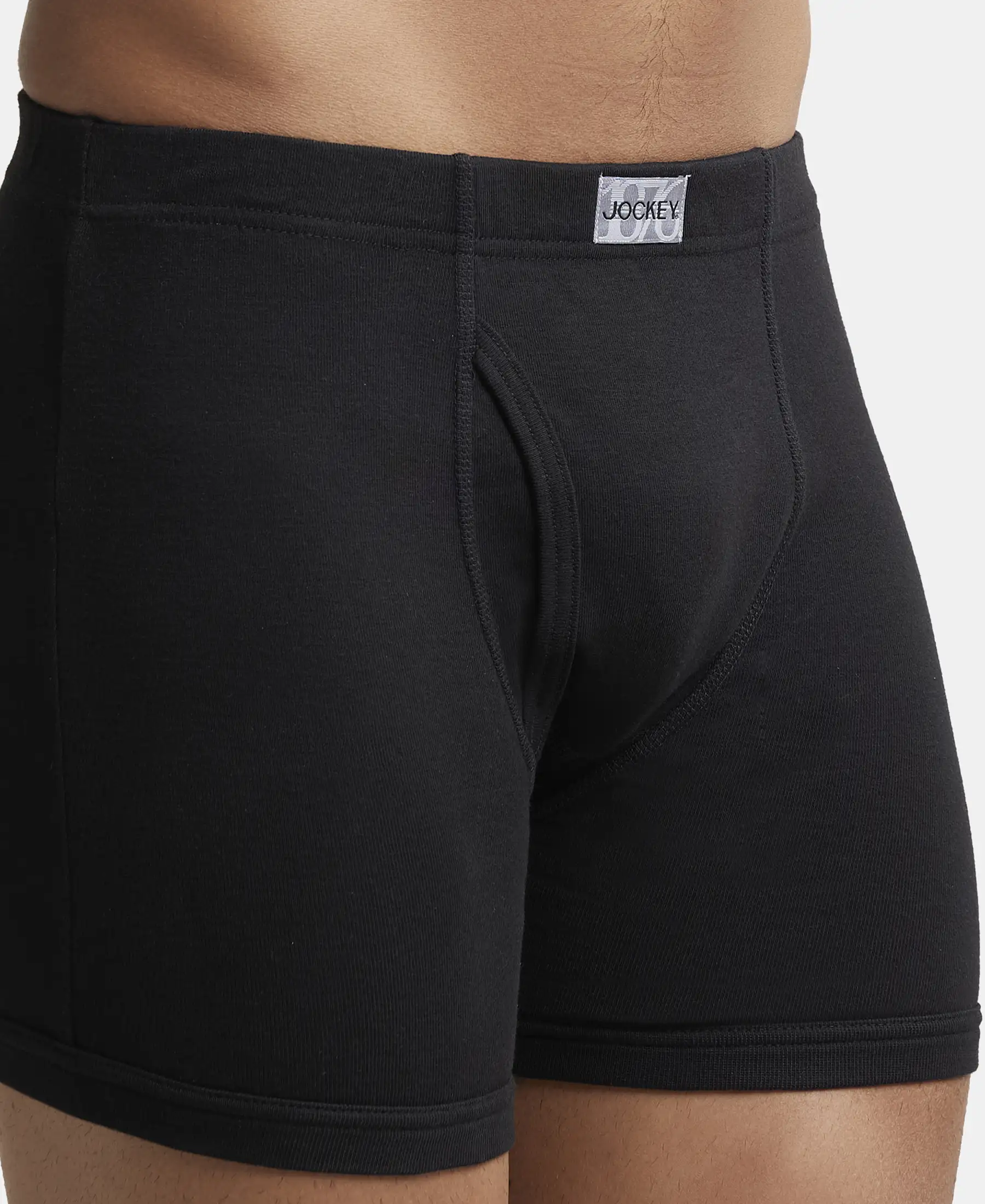 Super Combed Cotton Rib Solid Boxer Brief with Ultrasoft and Durable Waistband - Black (Pack of 2) - Image 6