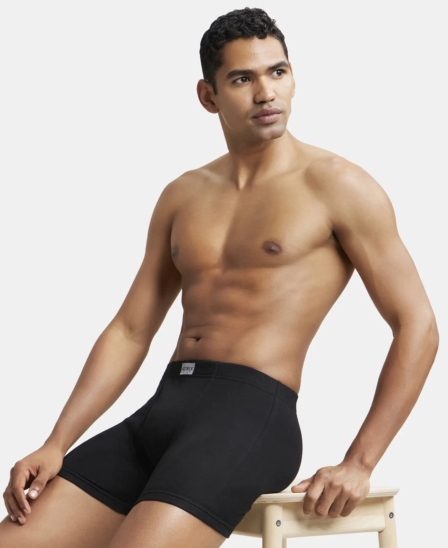 Super Combed Cotton Rib Solid Boxer Brief with Ultrasoft and Durable Waistband - Black (Pack of 2) - Image 8