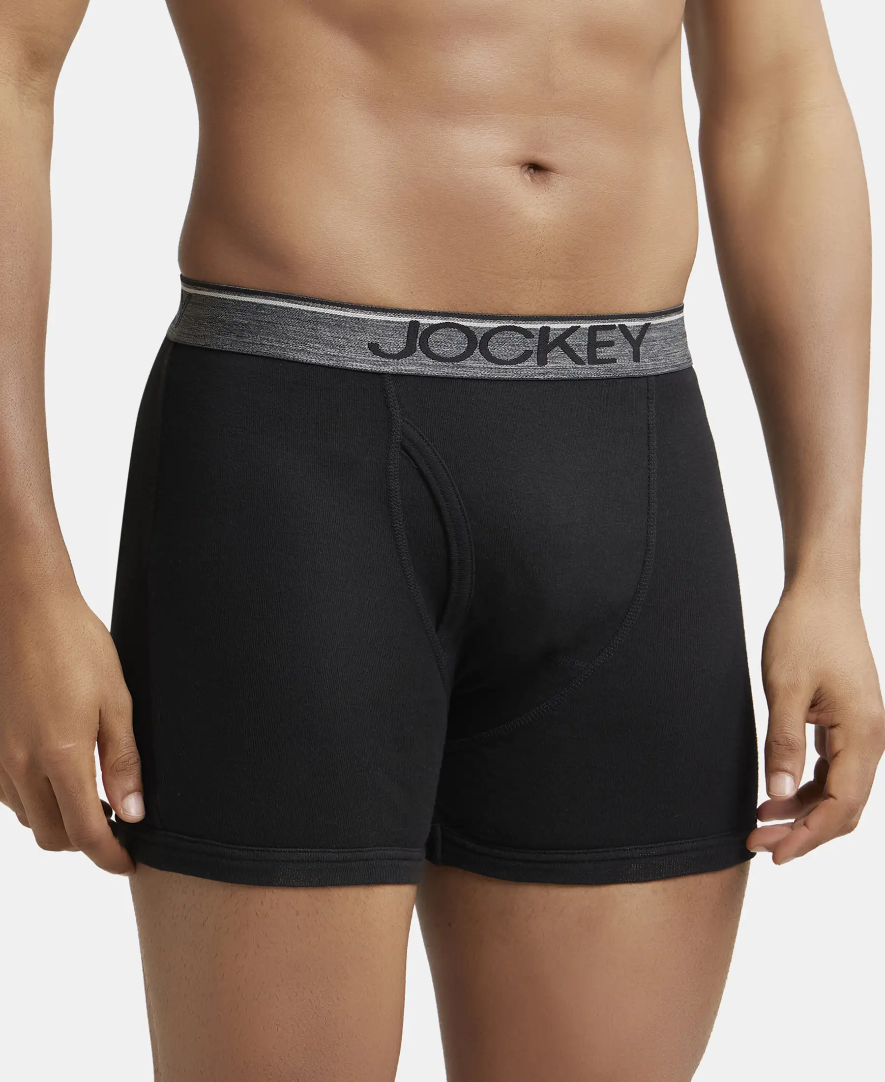 Super Combed Cotton Rib Solid Boxer Brief with Ultrasoft and Durable Waistband - Black (Pack of 2) - Image 2