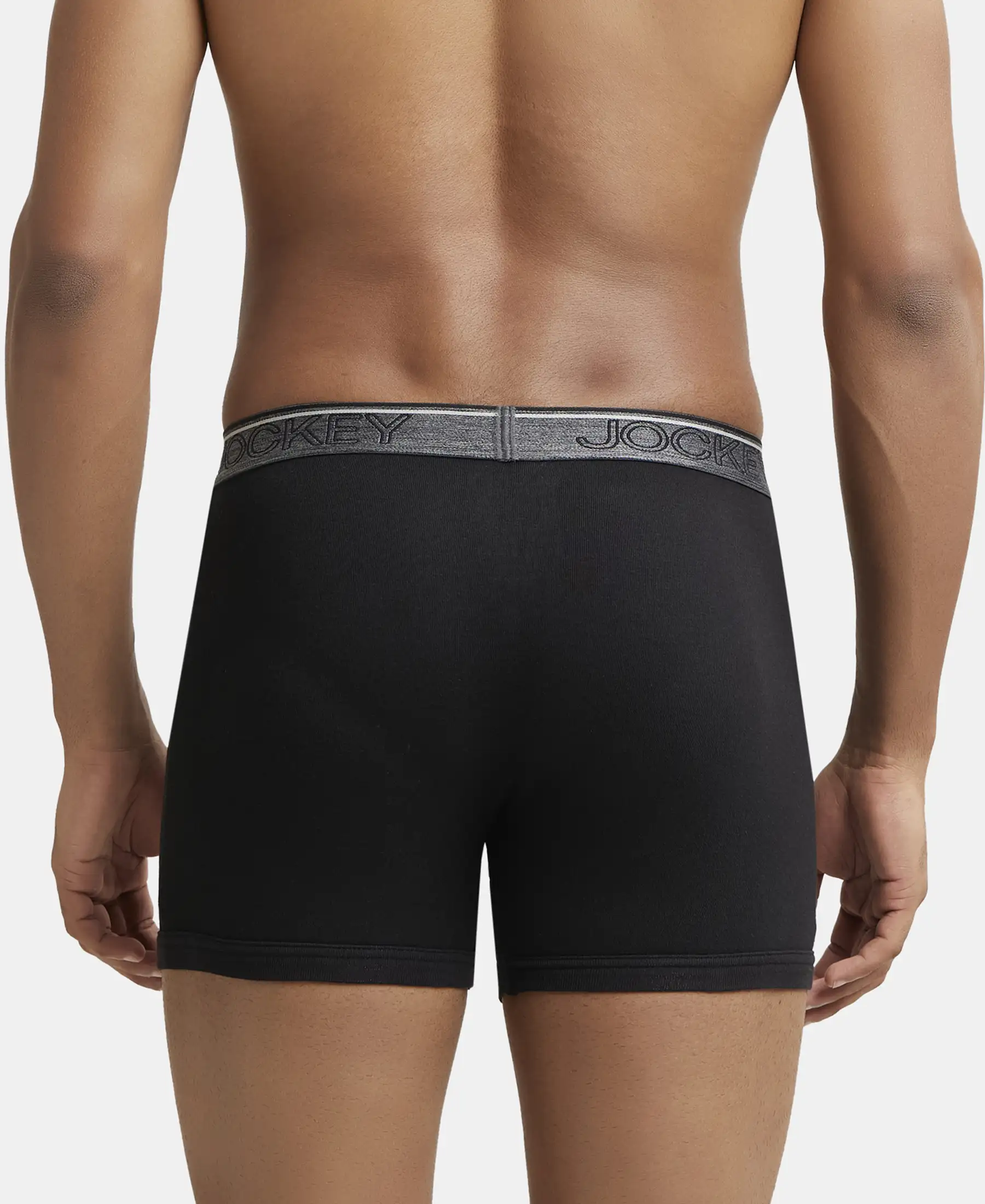 Super Combed Cotton Rib Solid Boxer Brief with Ultrasoft and Durable Waistband - Black (Pack of 2) - Image 3