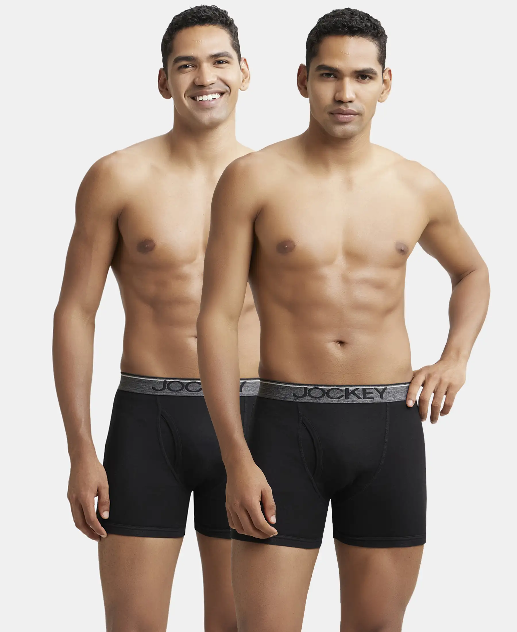 Super Combed Cotton Rib Solid Boxer Brief with Ultrasoft and Durable Waistband - Black (Pack of 2) - Image 5