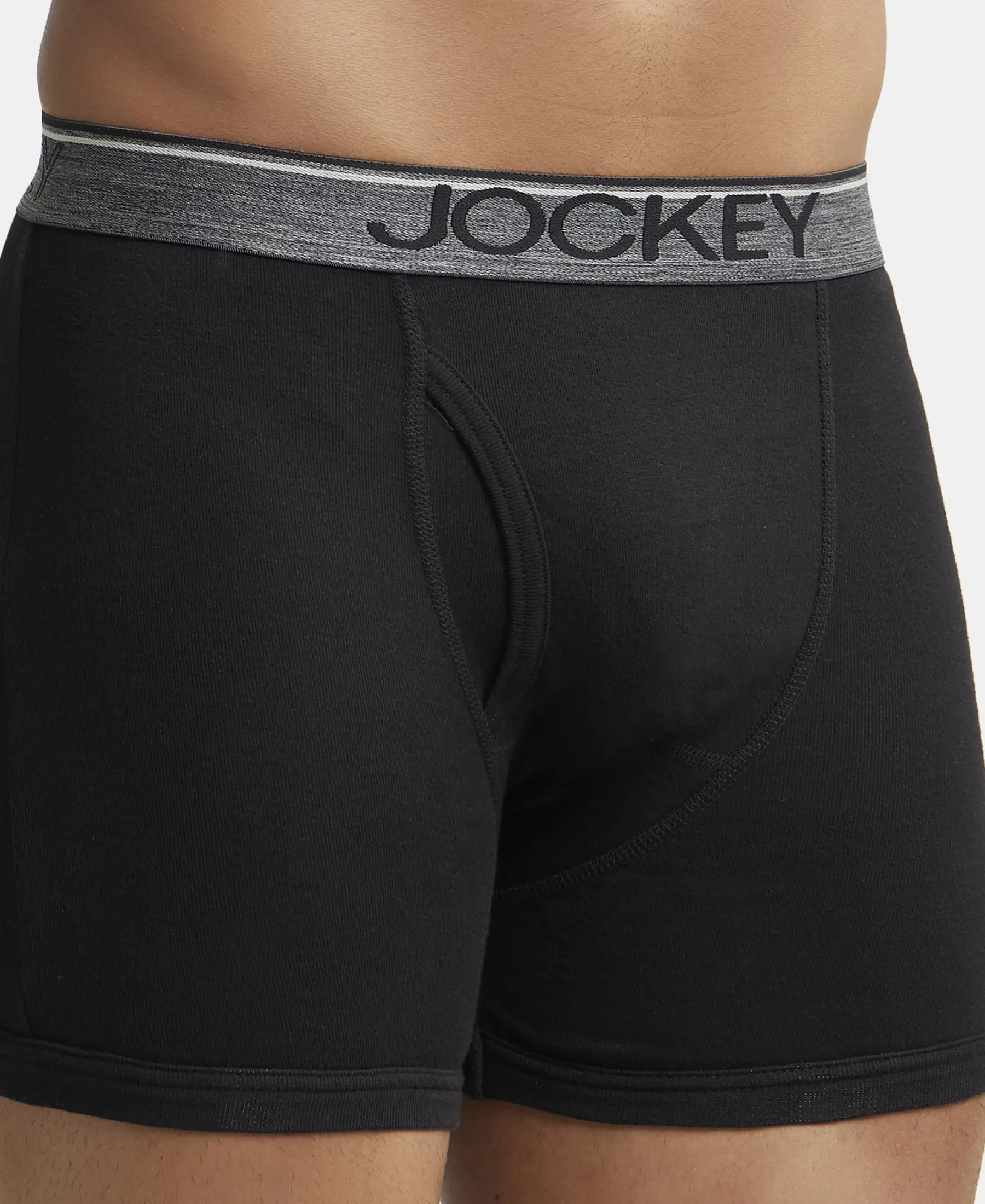 Super Combed Cotton Rib Solid Boxer Brief with Ultrasoft and Durable Waistband - Black (Pack of 2) - Image 6