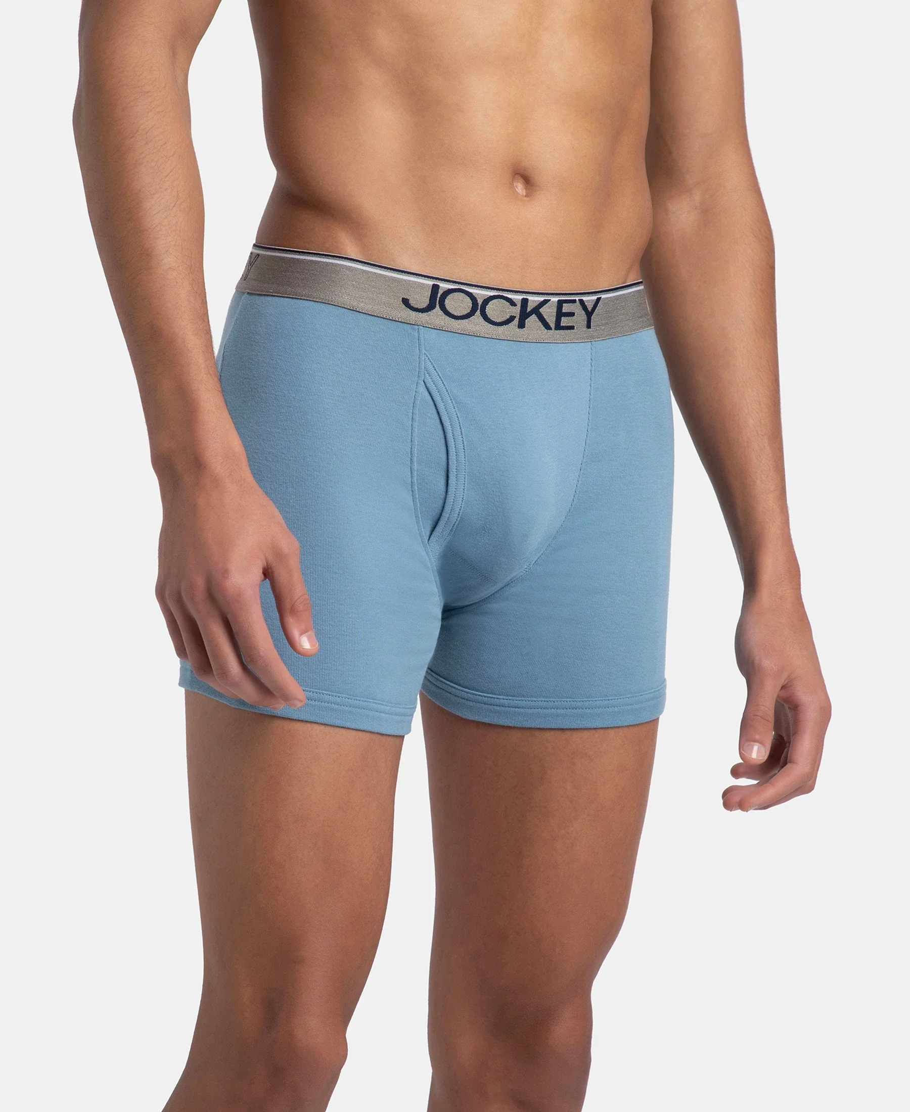 Super Combed Cotton Rib Solid Boxer Brief with Ultrasoft and Durable Waistband - Blue Shadow (Pack of 2) - Image 3
