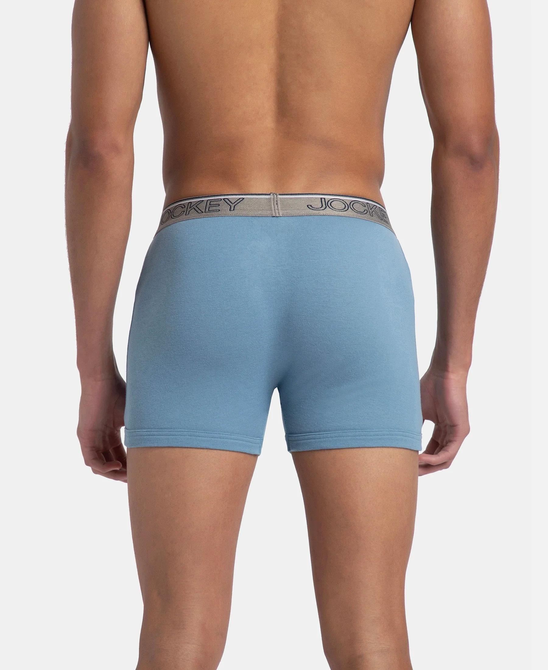 Super Combed Cotton Rib Solid Boxer Brief with Ultrasoft and Durable Waistband - Blue Shadow (Pack of 2) - Image 4