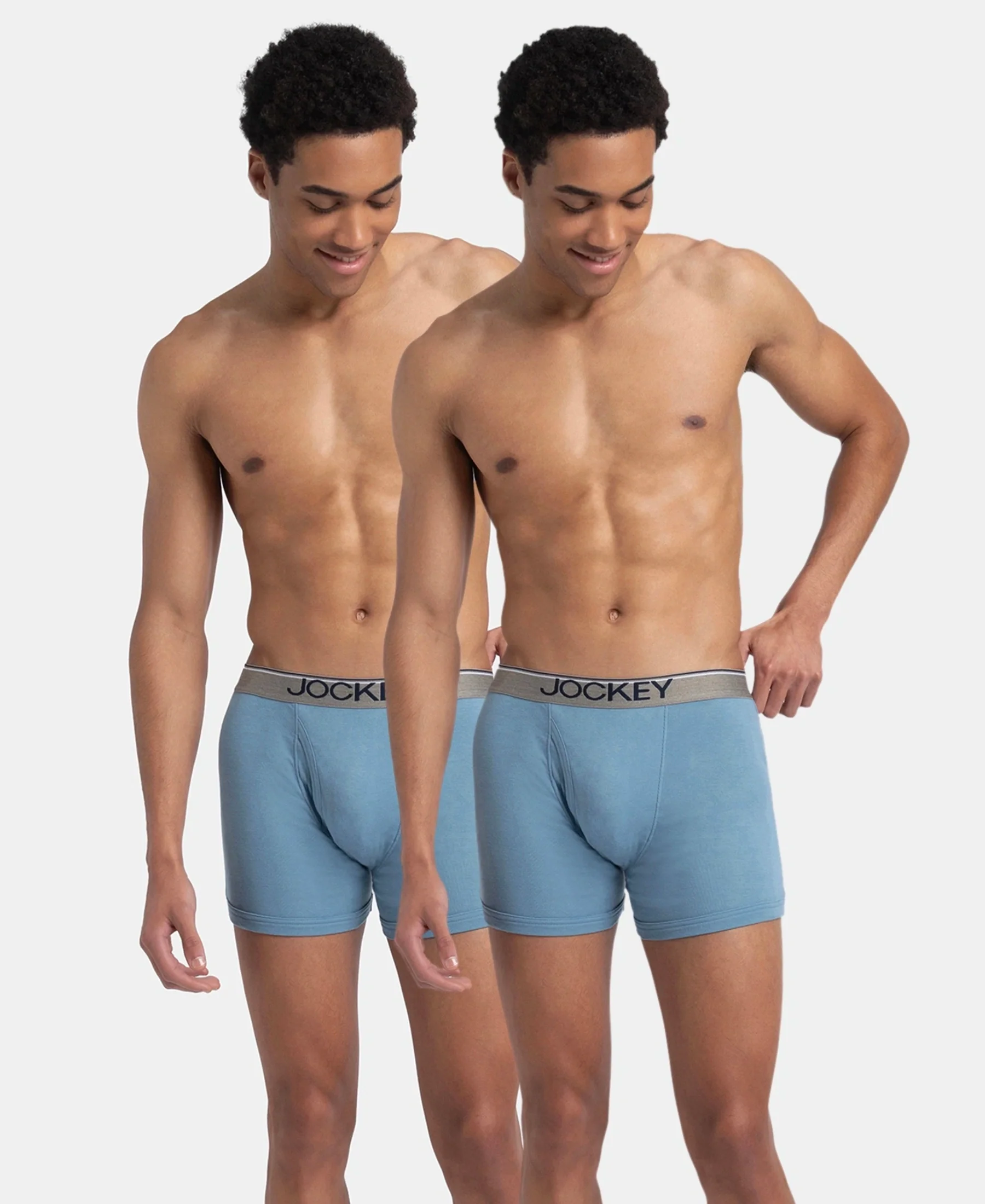 Super Combed Cotton Rib Solid Boxer Brief with Ultrasoft and Durable Waistband - Blue Shadow (Pack of 2) - Image 5