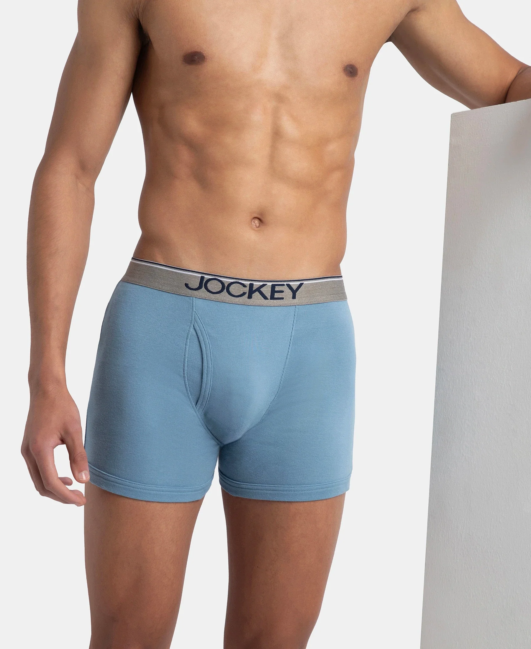 Super Combed Cotton Rib Solid Boxer Brief with Ultrasoft and Durable Waistband - Blue Shadow (Pack of 2) - Image 7