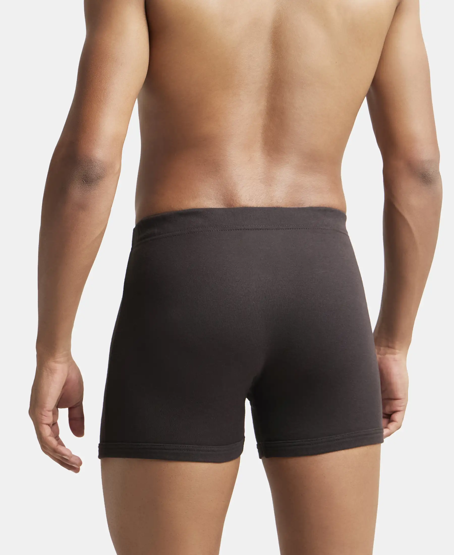 Super Combed Cotton Rib Solid Boxer Brief with Ultrasoft and Durable Waistband - Brown - Image 3