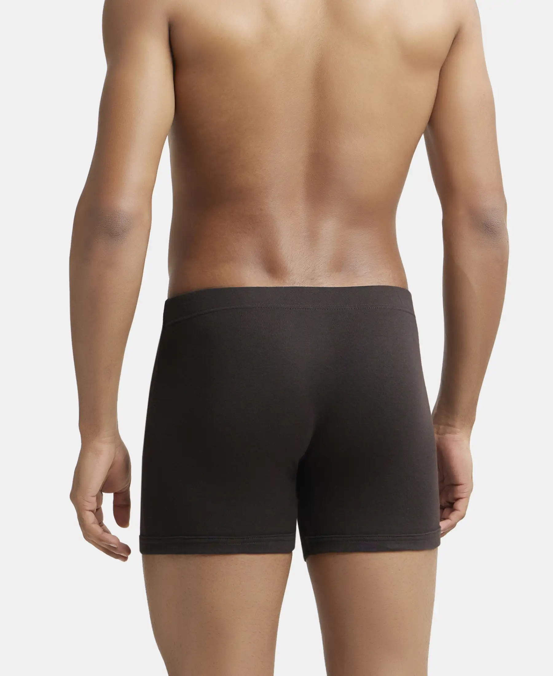 Super Combed Cotton Rib Solid Boxer Brief with Ultrasoft and Durable Waistband - Brown (Pack of 2) - Image 3