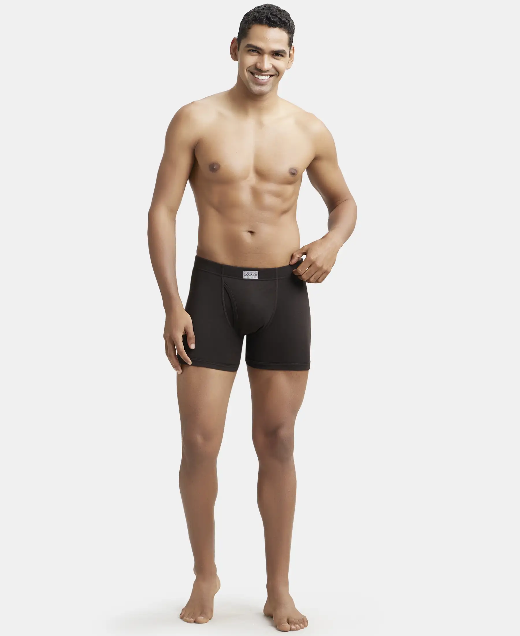 Super Combed Cotton Rib Solid Boxer Brief with Ultrasoft and Durable Waistband - Brown (Pack of 2) - Image 4