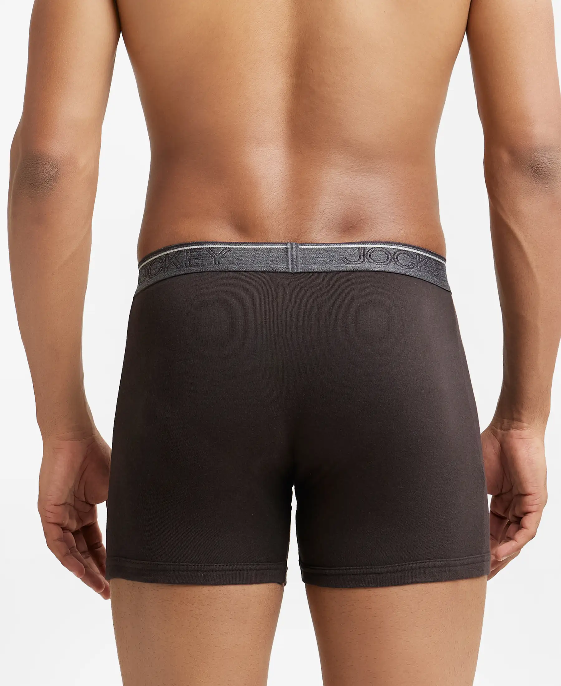Super Combed Cotton Rib Solid Boxer Brief with Ultrasoft and Durable Waistband - Brown (Pack of 2) - Image 3