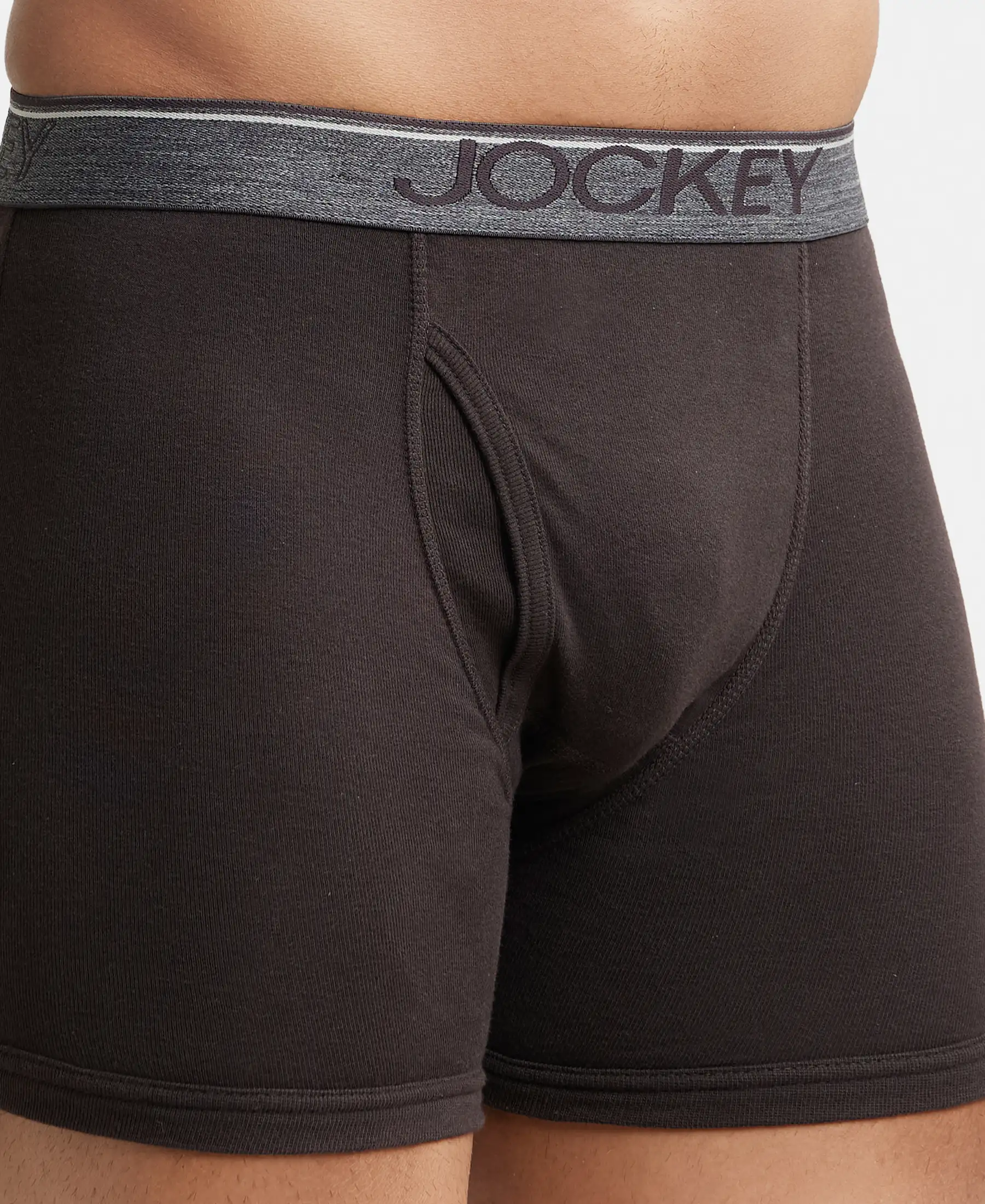Super Combed Cotton Rib Solid Boxer Brief with Ultrasoft and Durable Waistband - Brown (Pack of 2) - Image 6