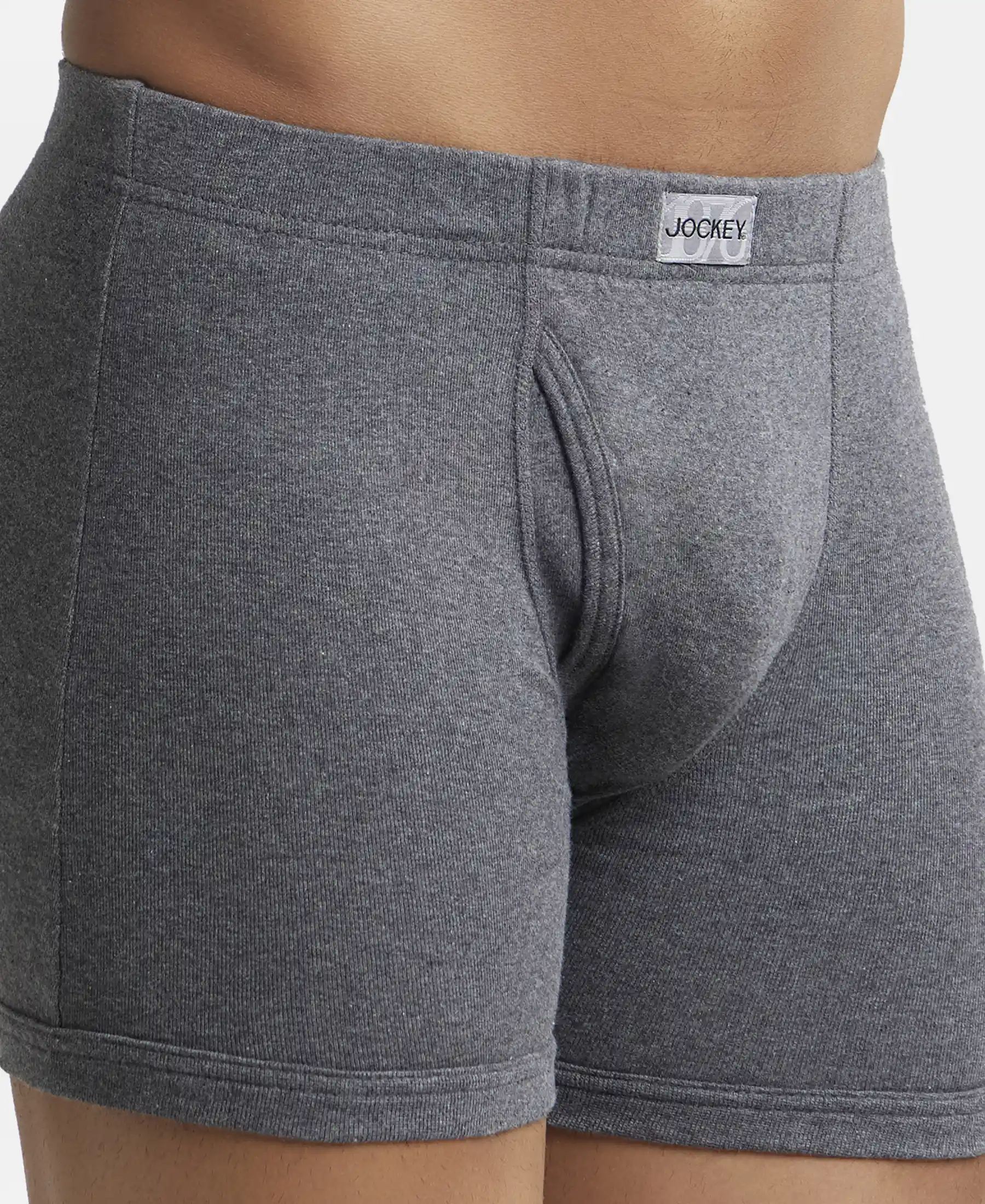 Super Combed Cotton Rib Solid Boxer Brief with Ultrasoft and Durable Waistband - Charcoal Melange (Pack of 2) - Image 6