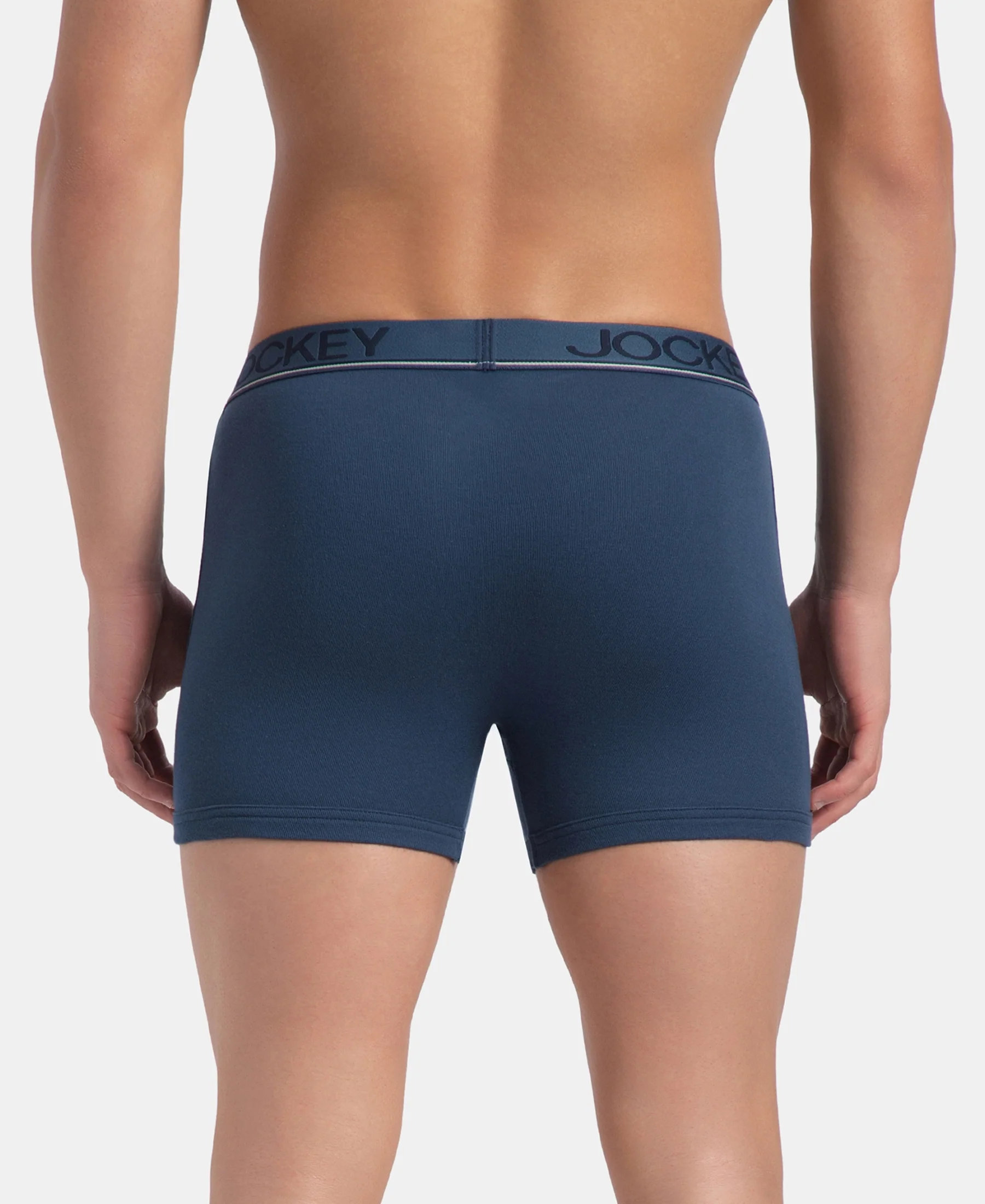 Super Combed Cotton Rib Solid Boxer Brief with Ultrasoft and Durable Waistband - Dark Denim - Image 3