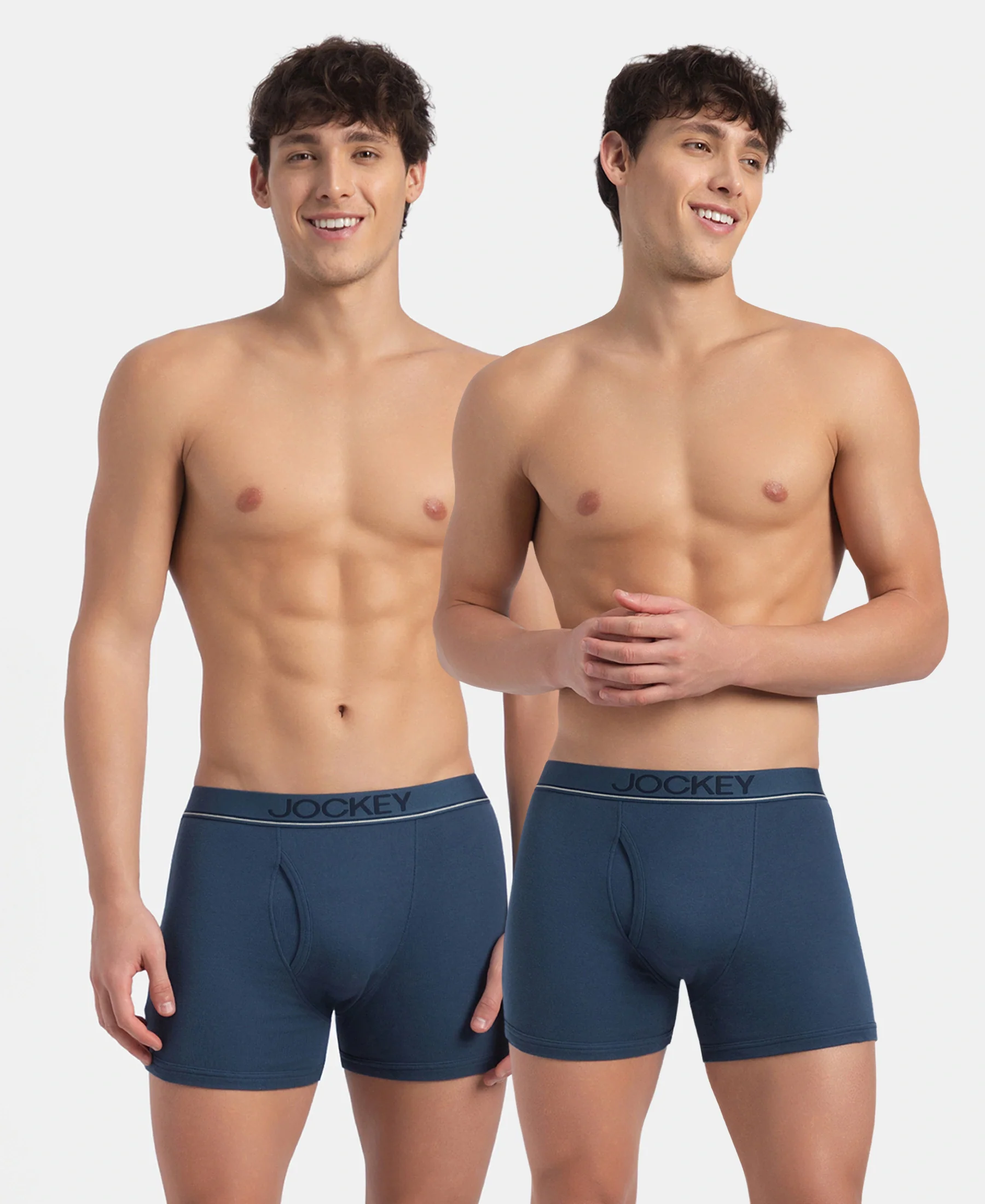 Super Combed Cotton Rib Solid Boxer Brief with Ultrasoft and Durable Waistband - Dark Denim (Pack of 2) - Image 5