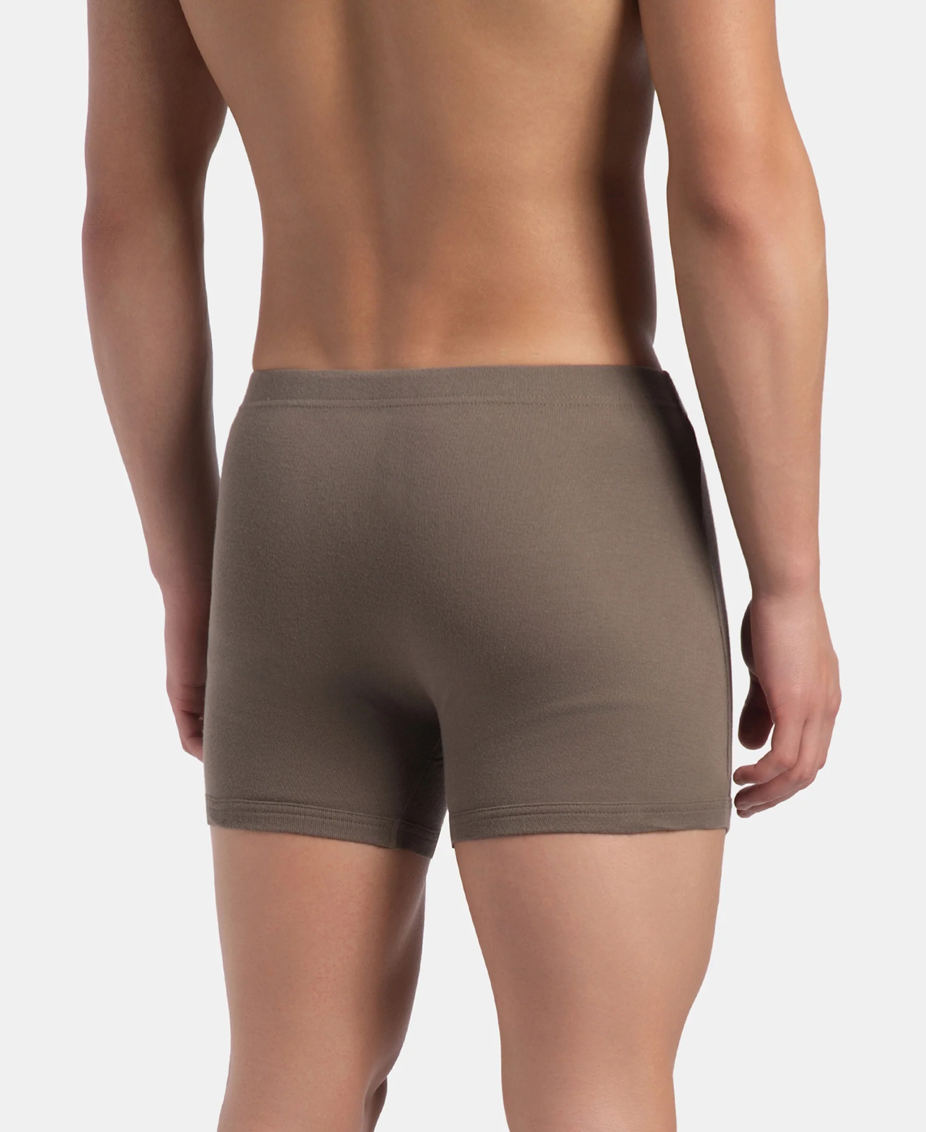 Super Combed Cotton Rib Solid Boxer Brief with Ultrasoft and Durable Waistband - Dark Khaki - Image 3