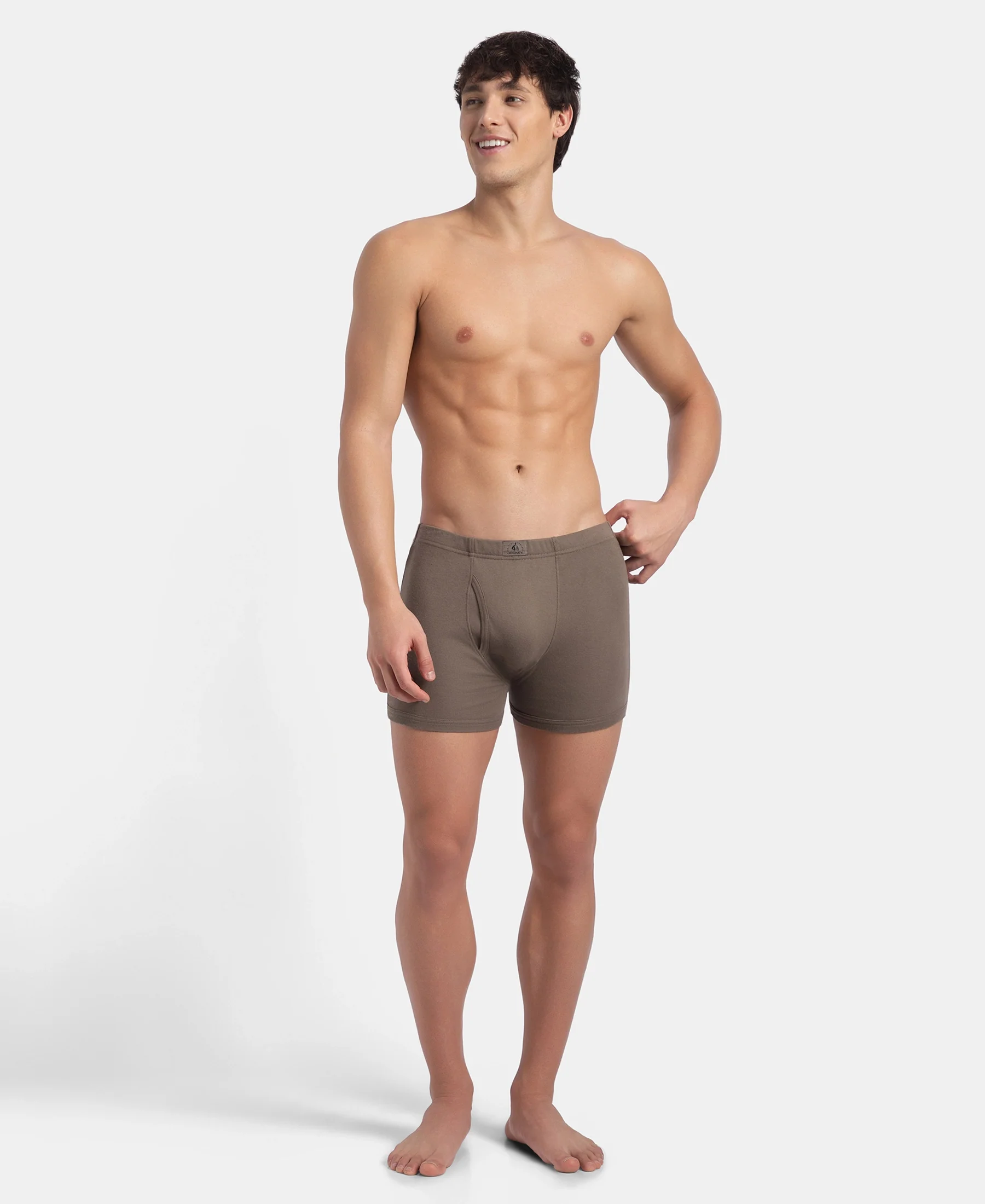 Super Combed Cotton Rib Solid Boxer Brief with Ultrasoft and Durable Waistband - Dark Khaki - Image 4