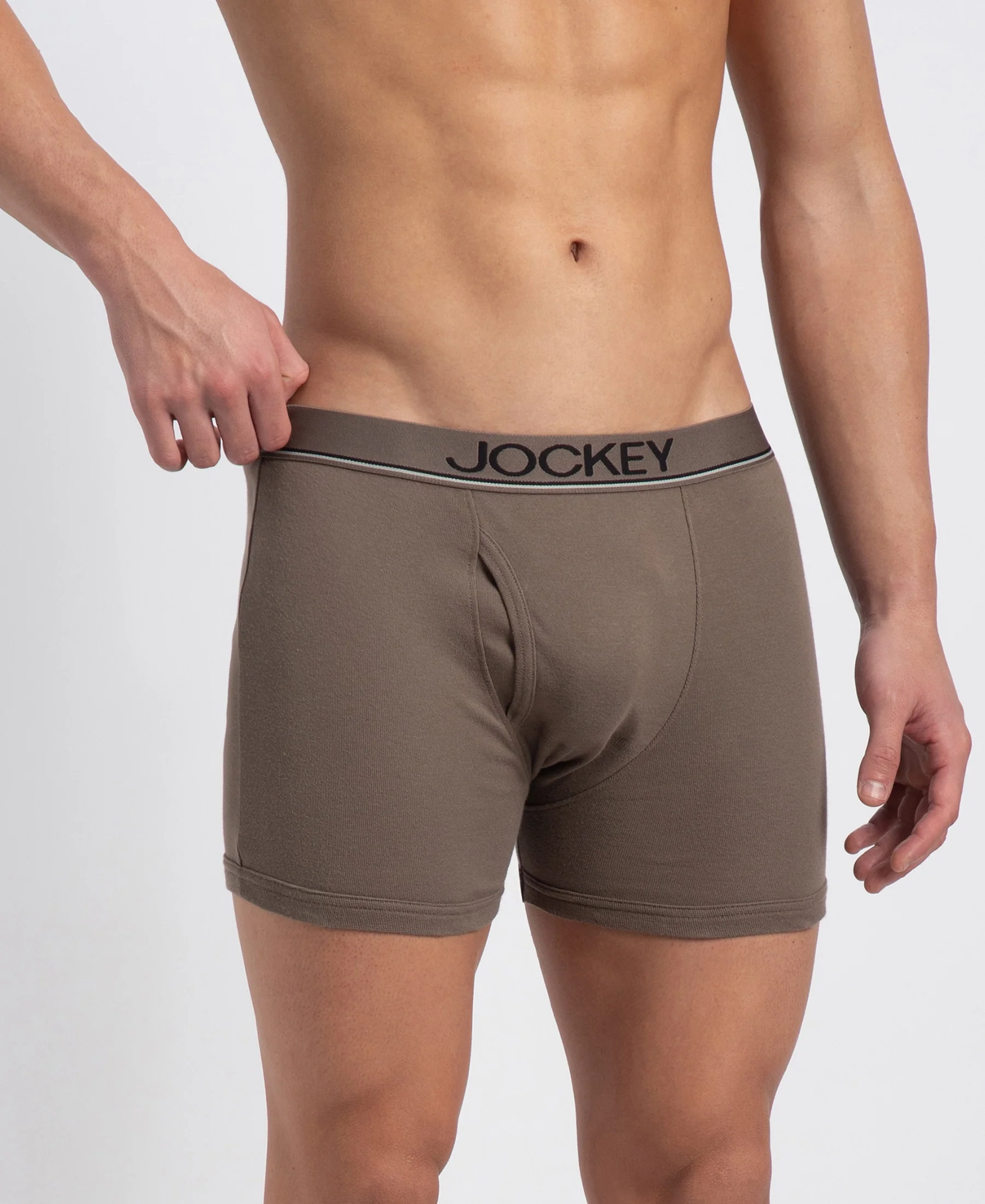Super Combed Cotton Rib Solid Boxer Brief with Ultrasoft and Durable Waistband - Dark Khaki - Image 2