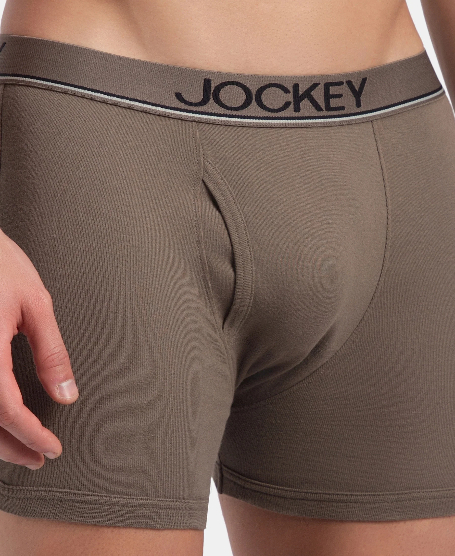 Super Combed Cotton Rib Solid Boxer Brief with Ultrasoft and Durable Waistband - Dark Khaki - Image 7