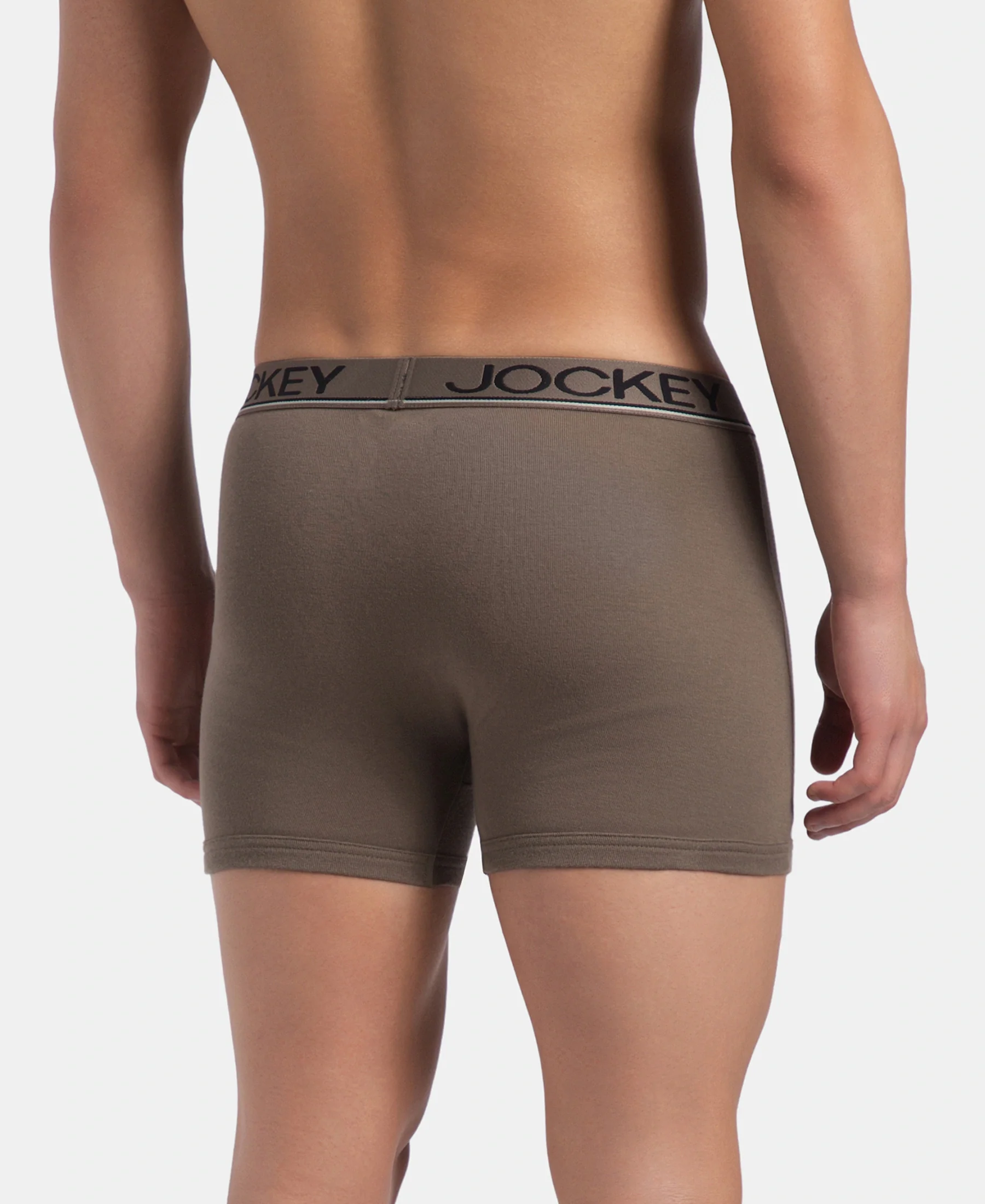 Super Combed Cotton Rib Solid Boxer Brief with Ultrasoft and Durable Waistband - Dark Khaki (Pack of 2) - Image 3