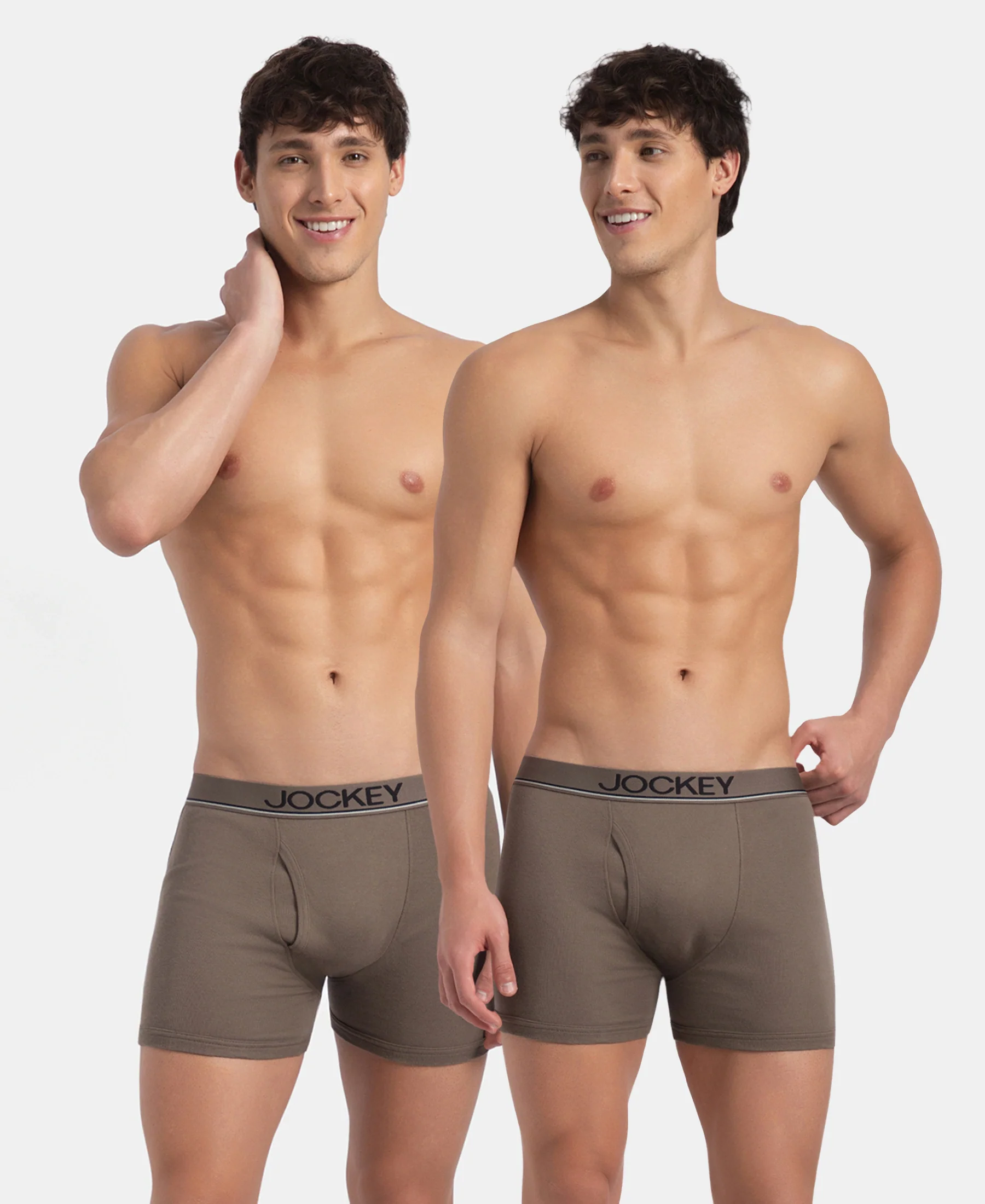 Super Combed Cotton Rib Solid Boxer Brief with Ultrasoft and Durable Waistband - Dark Khaki (Pack of 2) - Image 5