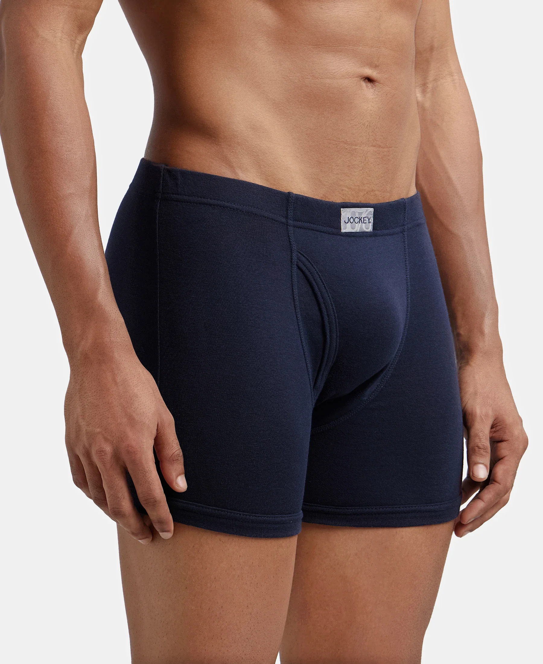 Super Combed Cotton Rib Solid Boxer Brief with Ultrasoft and Durable Waistband - Deep Navy - Image 2