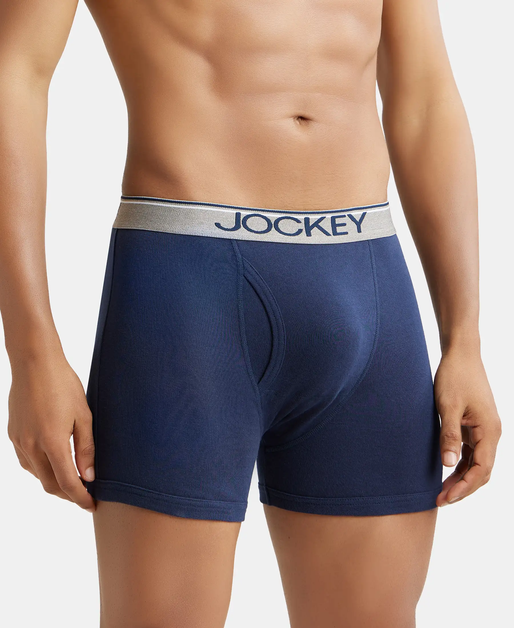 Super Combed Cotton Rib Solid Boxer Brief with Ultrasoft and Durable Waistband - Deep Navy - Image 2