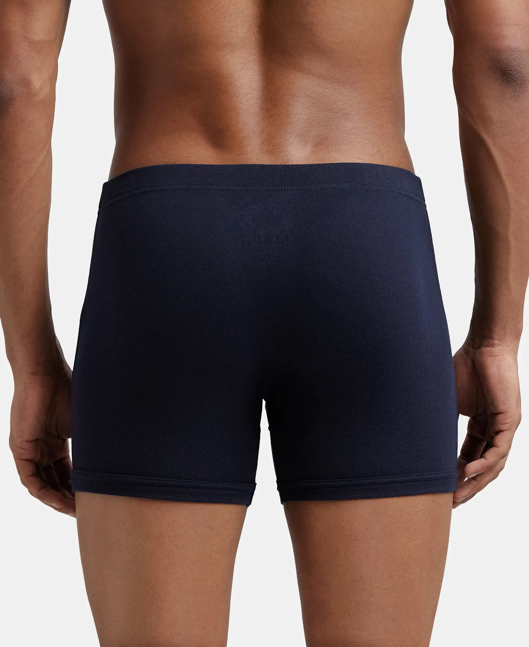 Super Combed Cotton Rib Solid Boxer Brief with Ultrasoft and Durable Waistband - Deep Navy (Pack of 2) - Image 3