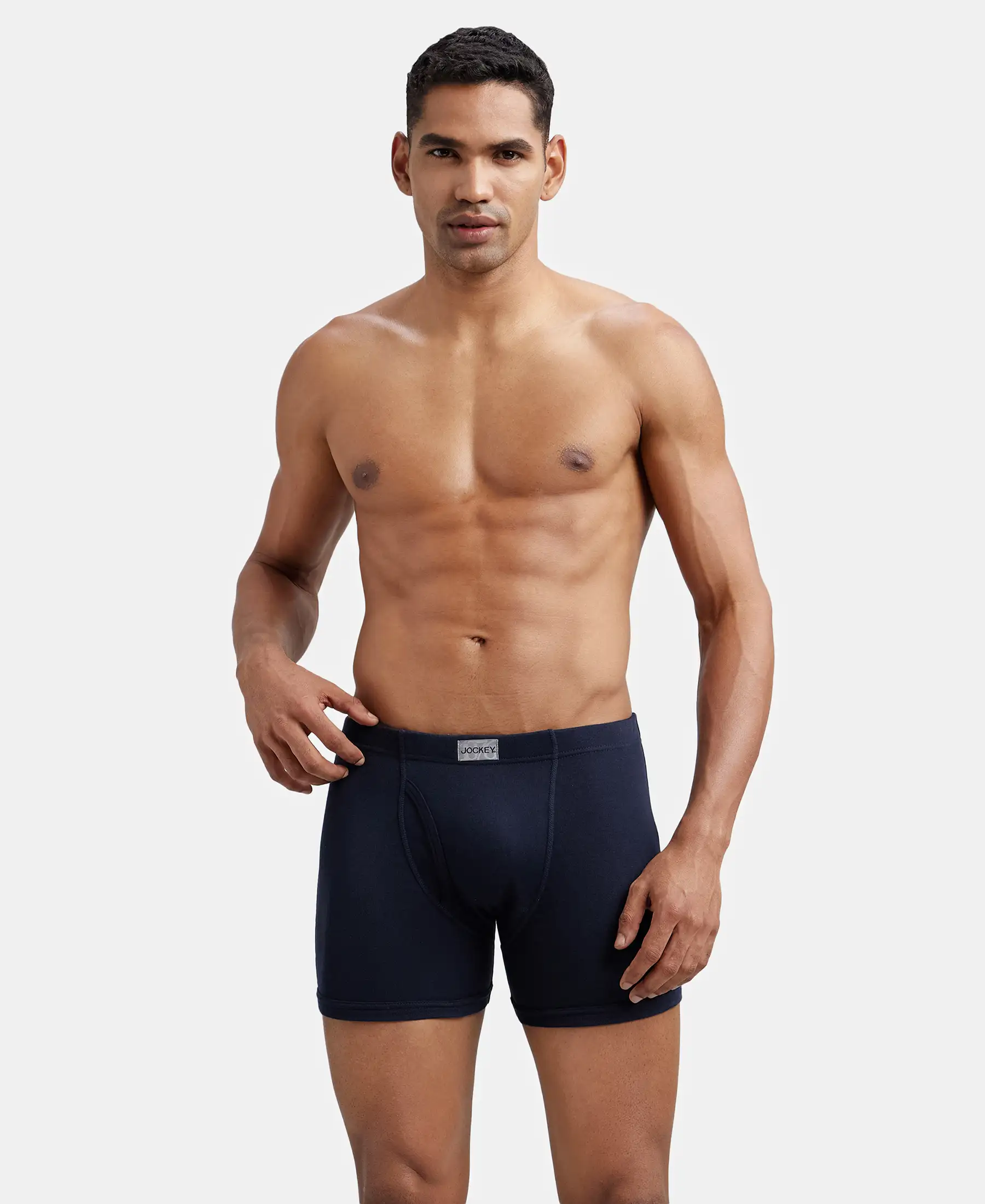 Super Combed Cotton Rib Solid Boxer Brief with Ultrasoft and Durable Waistband - Deep Navy (Pack of 2) - Image 8