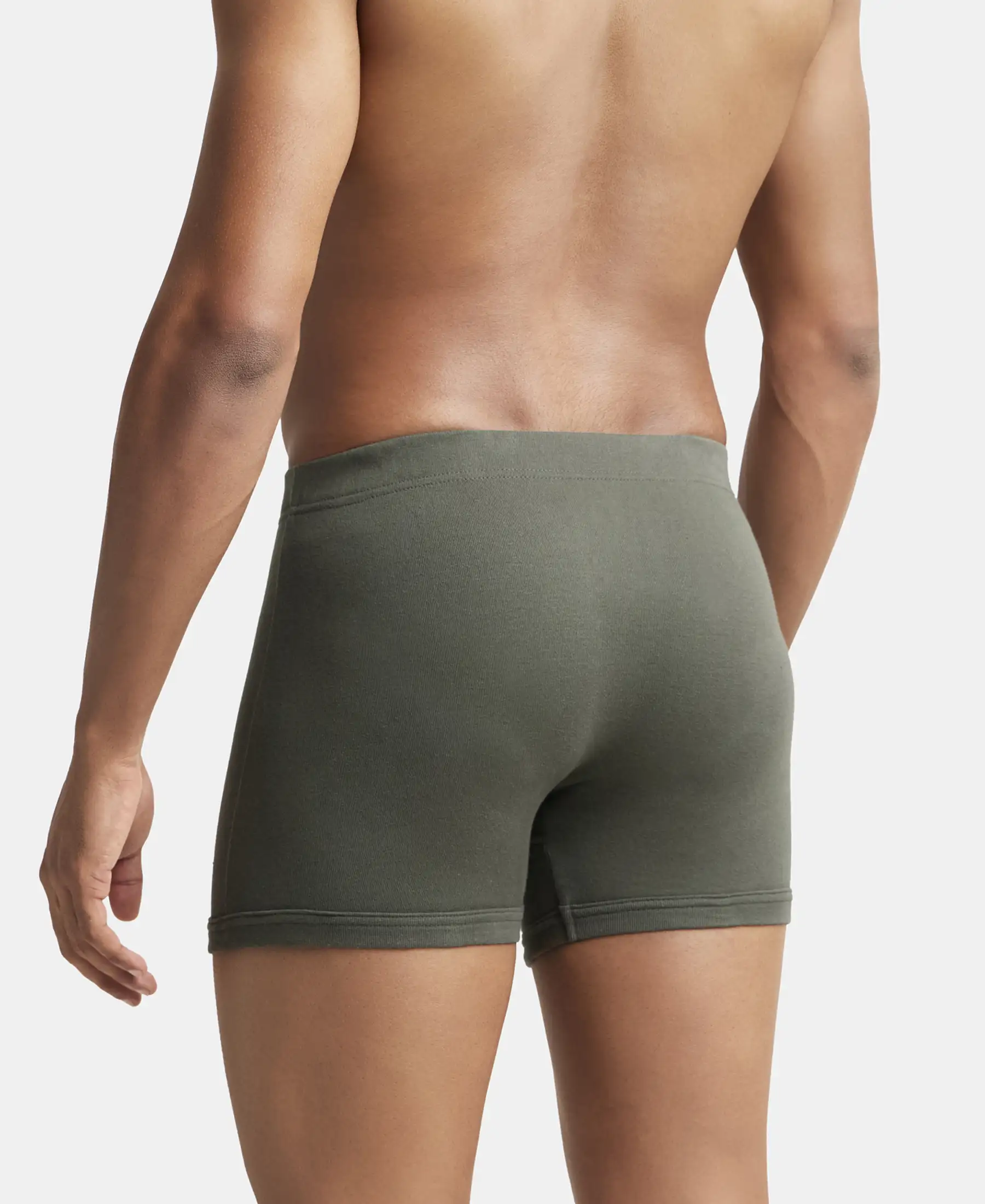 Super Combed Cotton Rib Solid Boxer Brief with Ultrasoft and Durable Waistband - Deep Olive - Image 3