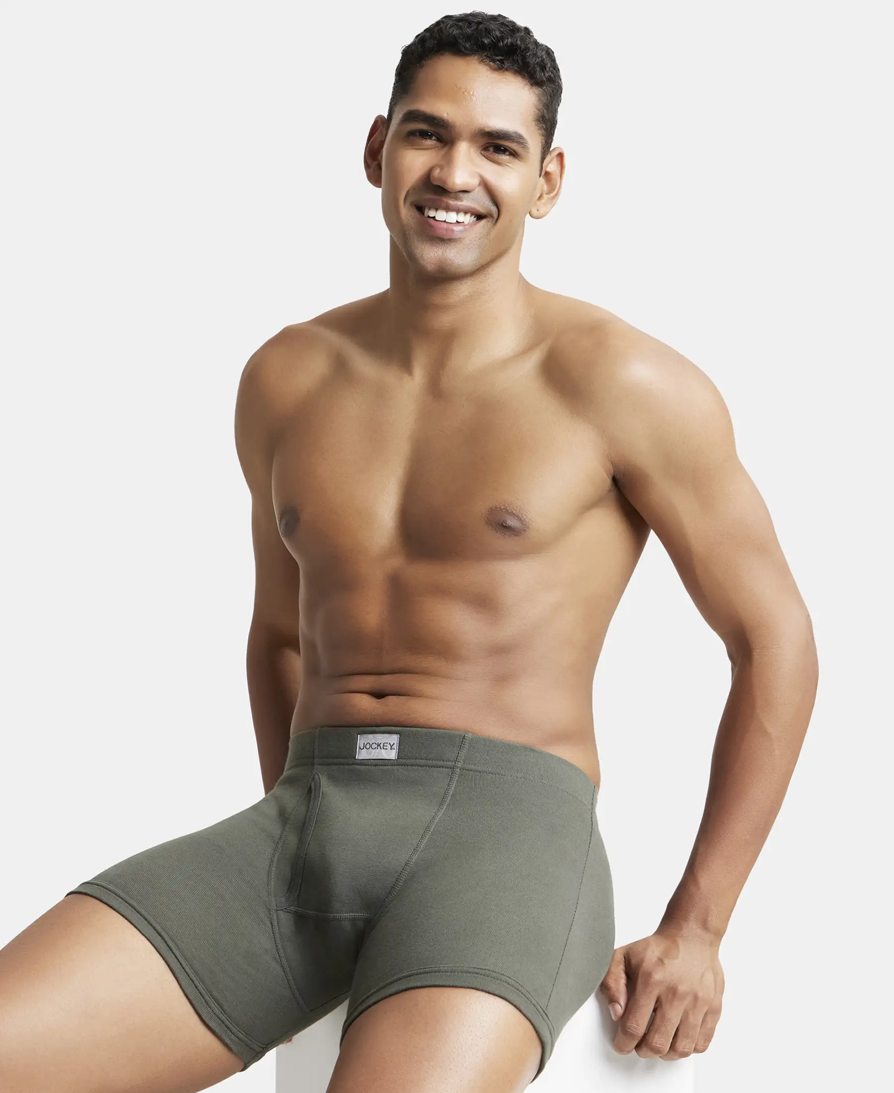 Super Combed Cotton Rib Solid Boxer Brief with Ultrasoft and Durable Waistband - Deep Olive - Image 5