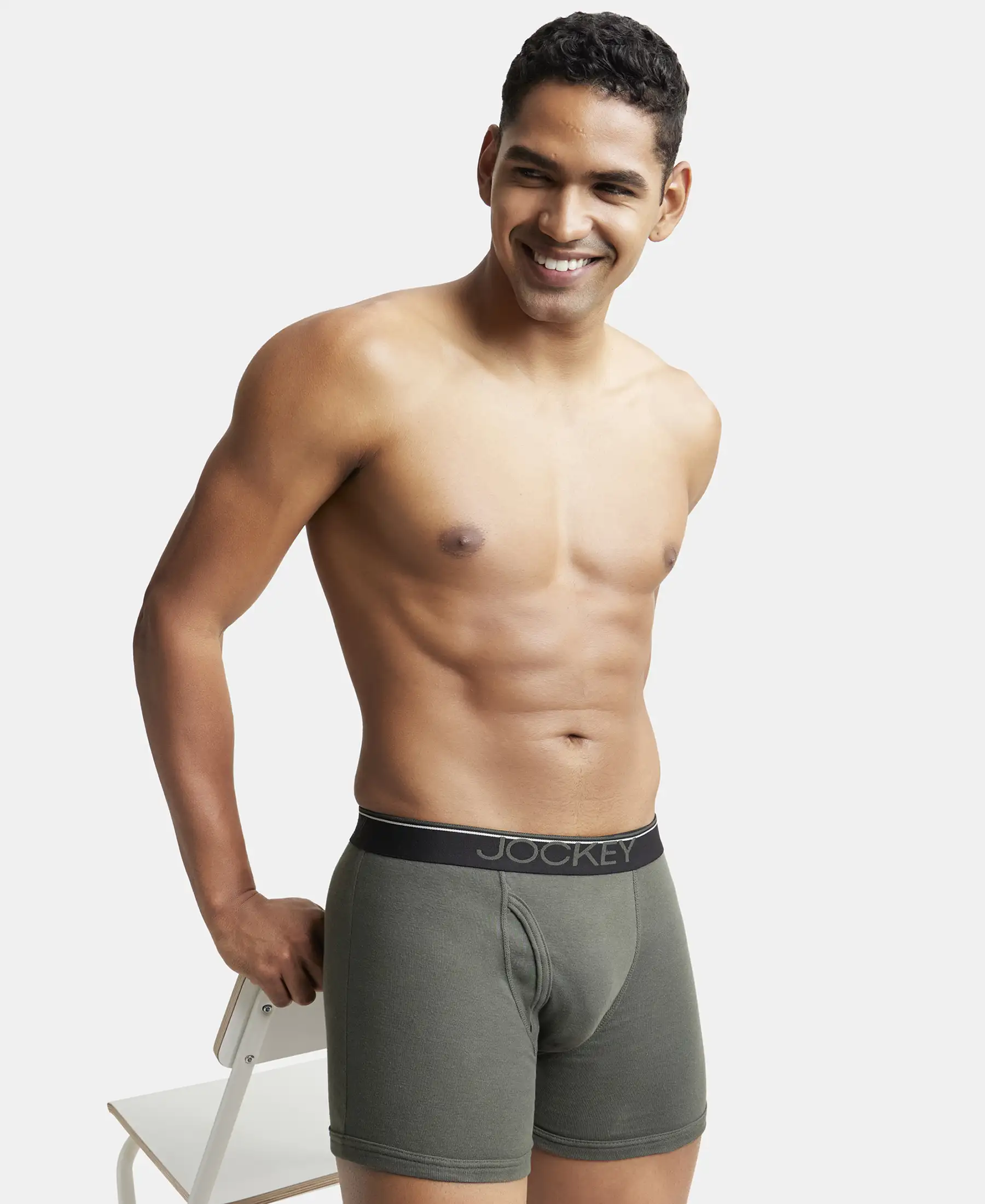 Super Combed Cotton Rib Solid Boxer Brief with Ultrasoft and Durable Waistband - Deep Olive (Pack of 2) - Image 8