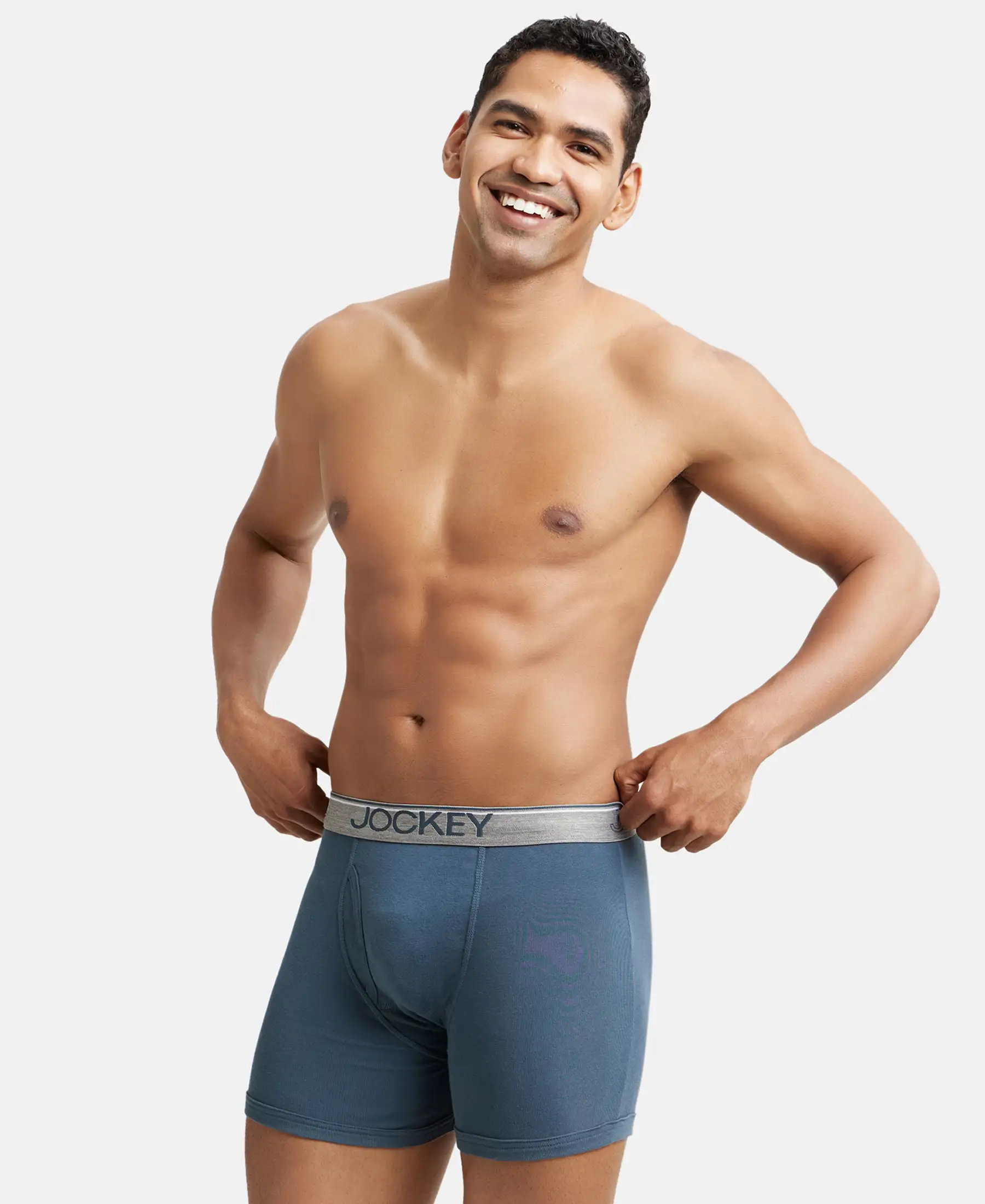 Super Combed Cotton Rib Solid Boxer Brief with Ultrasoft and Durable Waistband - Deep Slate - Image 5
