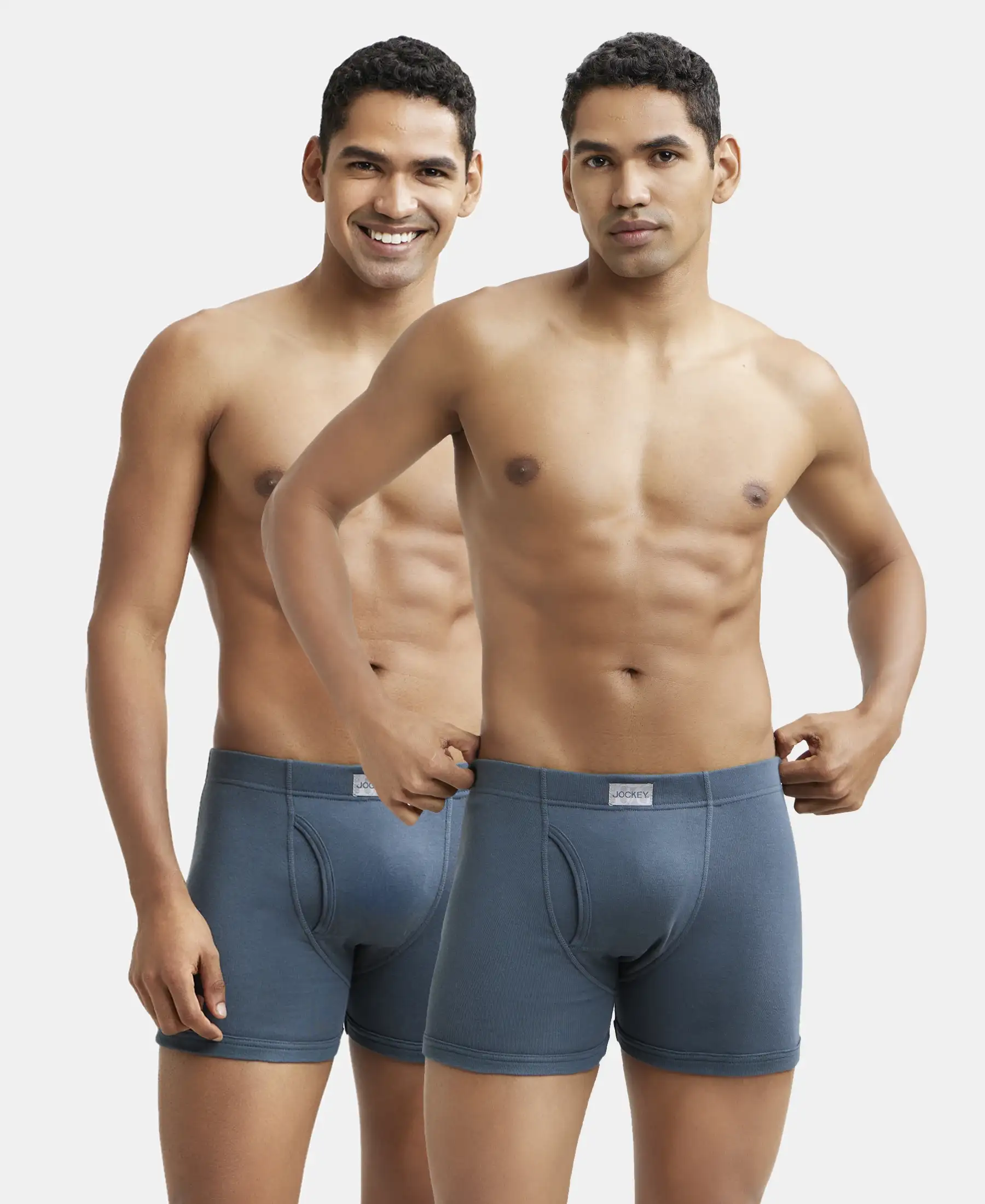 Super Combed Cotton Rib Solid Boxer Brief with Ultrasoft and Durable Waistband - Deep Slate (Pack of 2) - Image 5