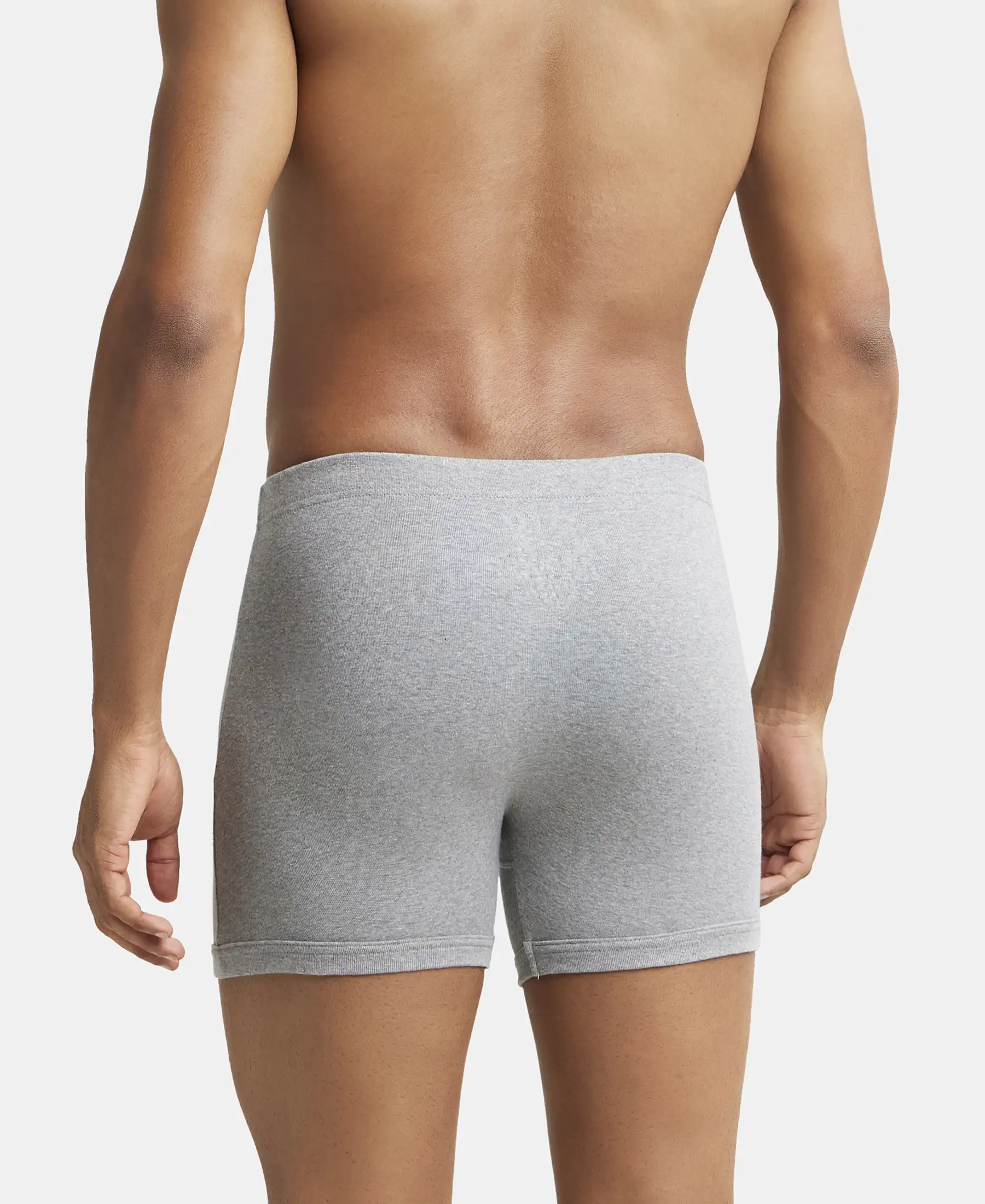 Super Combed Cotton Rib Solid Boxer Brief with Ultrasoft and Durable Waistband - Grey Melange - Image 3