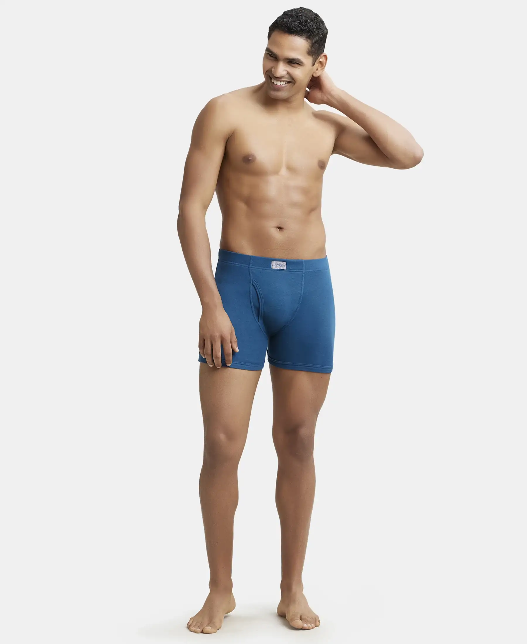Super Combed Cotton Rib Solid Boxer Brief with Ultrasoft and Durable Waistband - Seaport Teal - Image 4