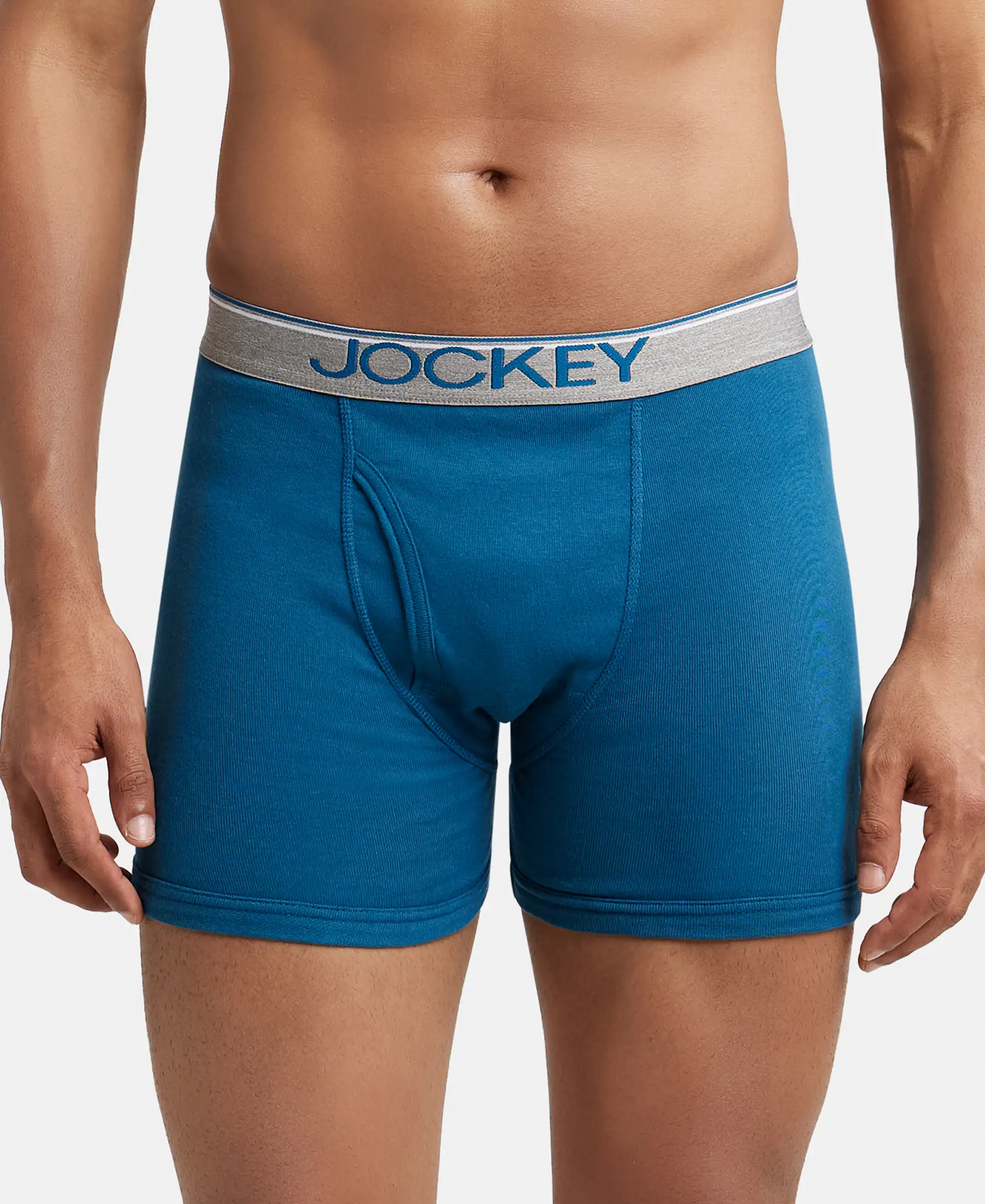 Super Combed Cotton Rib Solid Boxer Brief with Ultrasoft and Durable Waistband - Seaport Teal