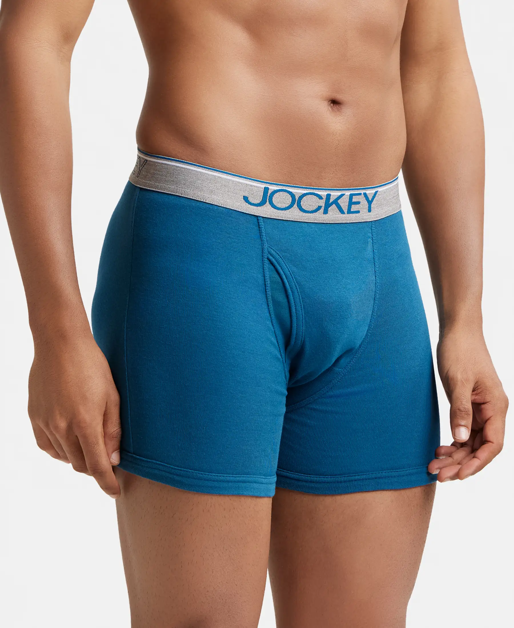 Super Combed Cotton Rib Solid Boxer Brief with Ultrasoft and Durable Waistband - Seaport Teal - Image 2