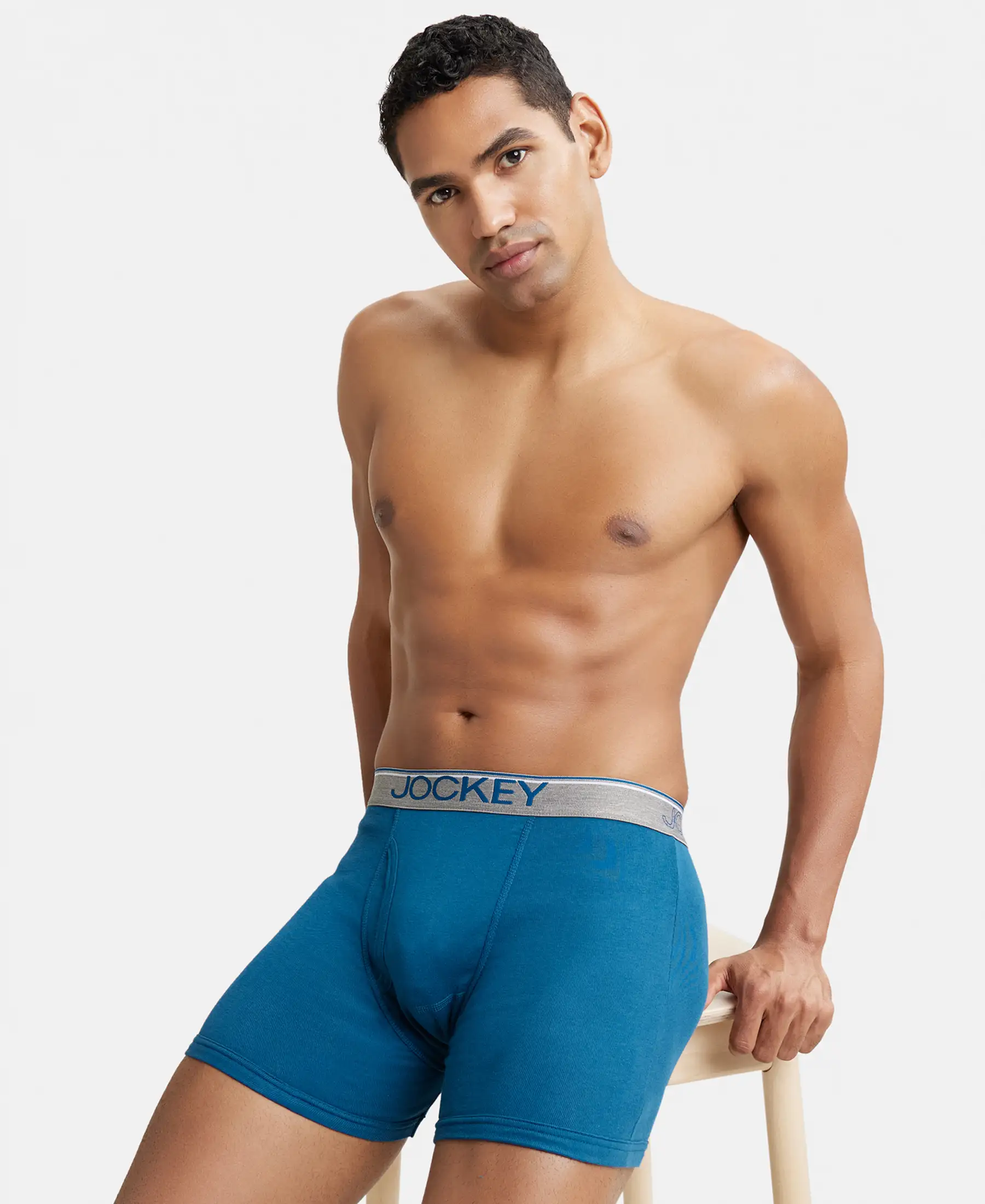 Super Combed Cotton Rib Solid Boxer Brief with Ultrasoft and Durable Waistband - Seaport Teal - Image 5