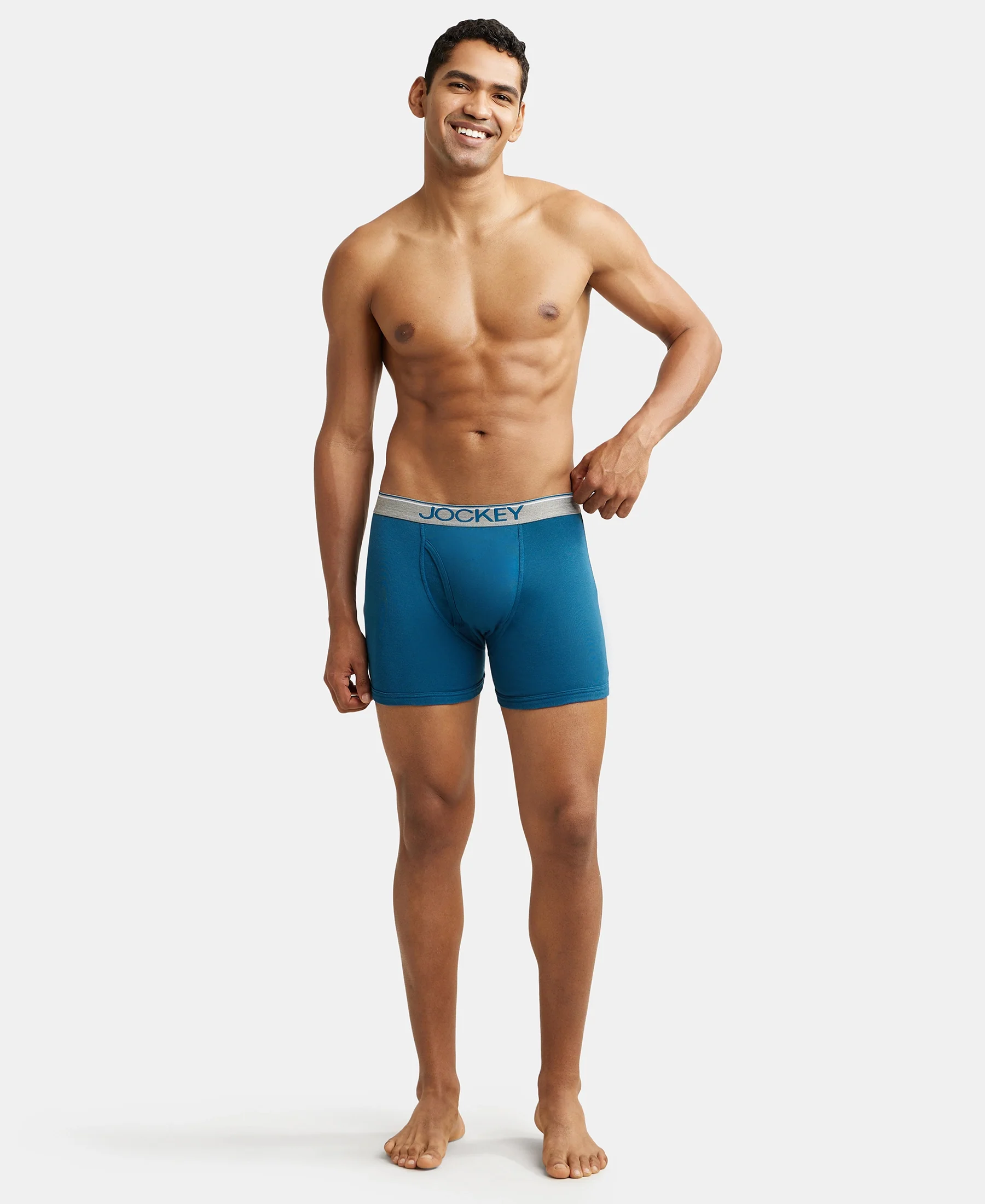 Super Combed Cotton Rib Solid Boxer Brief with Ultrasoft and Durable Waistband - Seaport Teal (Pack of 2) - Image 4