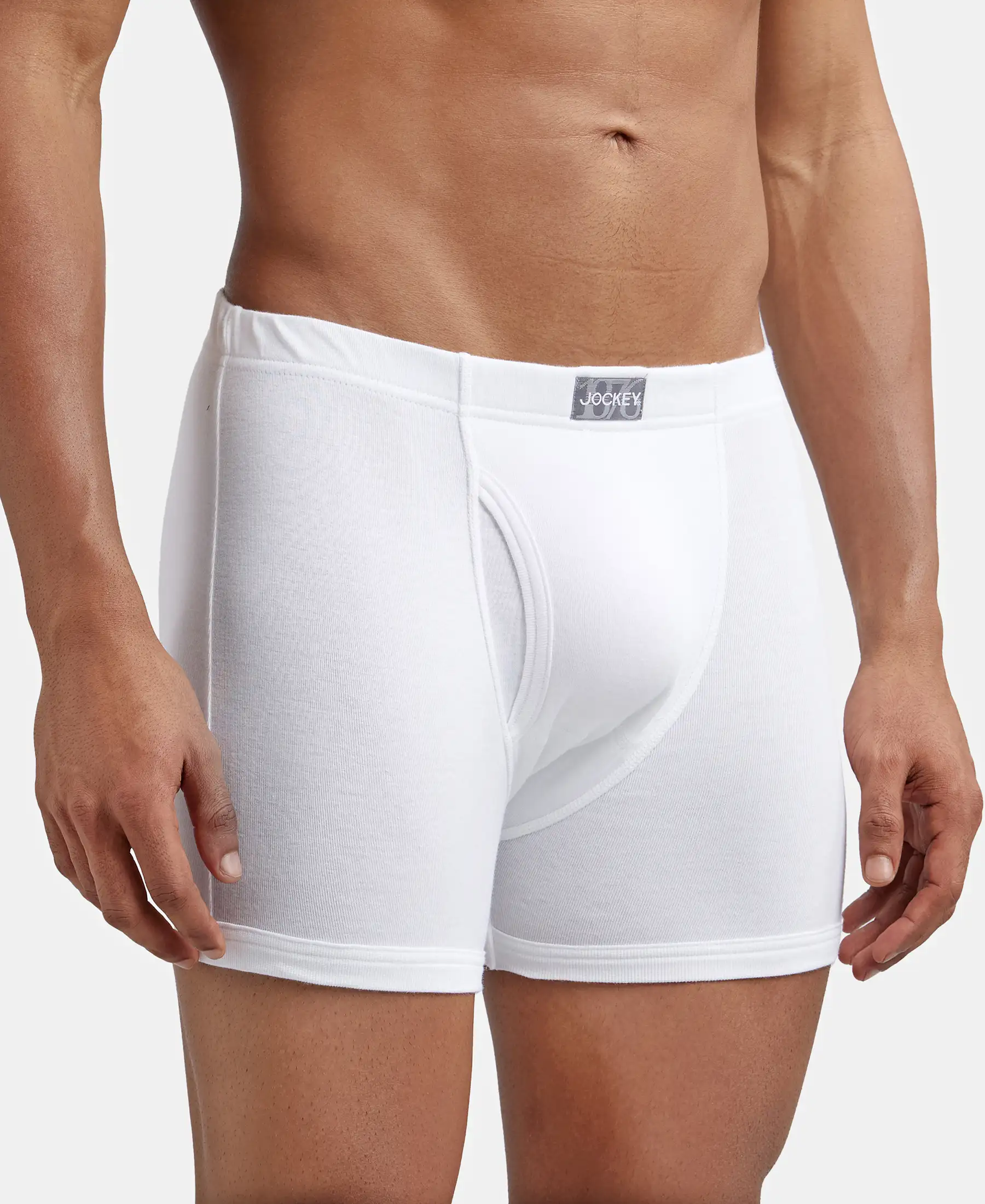 Super Combed Cotton Rib Solid Boxer Brief with Ultrasoft and Durable Waistband - White (Pack of 2) - Image 2
