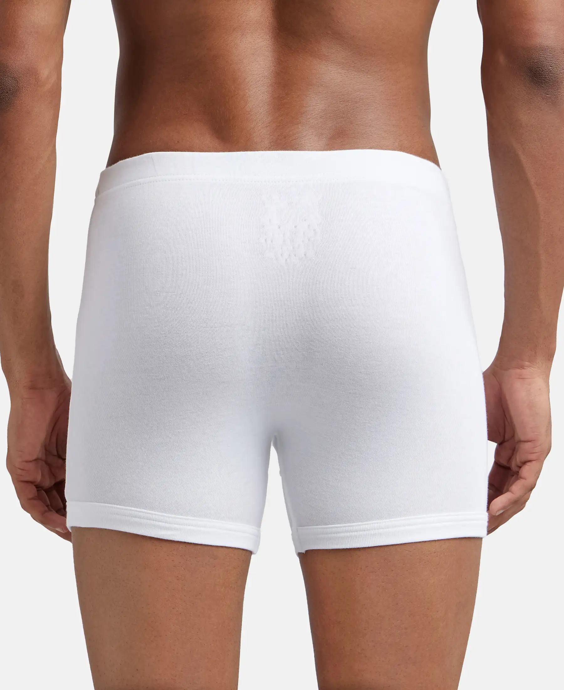 Super Combed Cotton Rib Solid Boxer Brief with Ultrasoft and Durable Waistband - White (Pack of 2) - Image 3