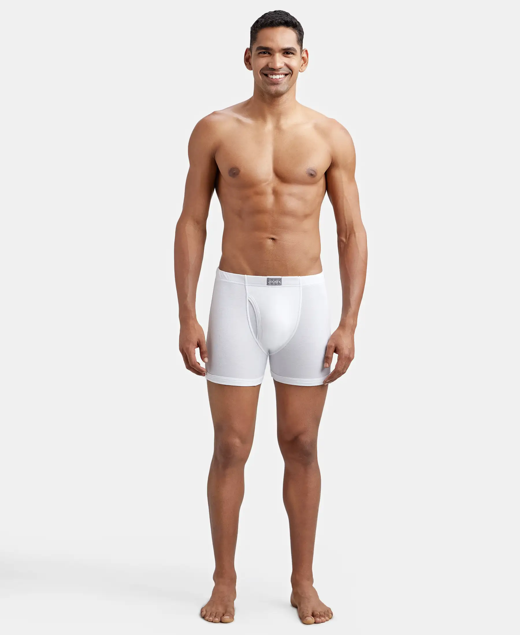 Super Combed Cotton Rib Solid Boxer Brief with Ultrasoft and Durable Waistband - White (Pack of 2) - Image 4